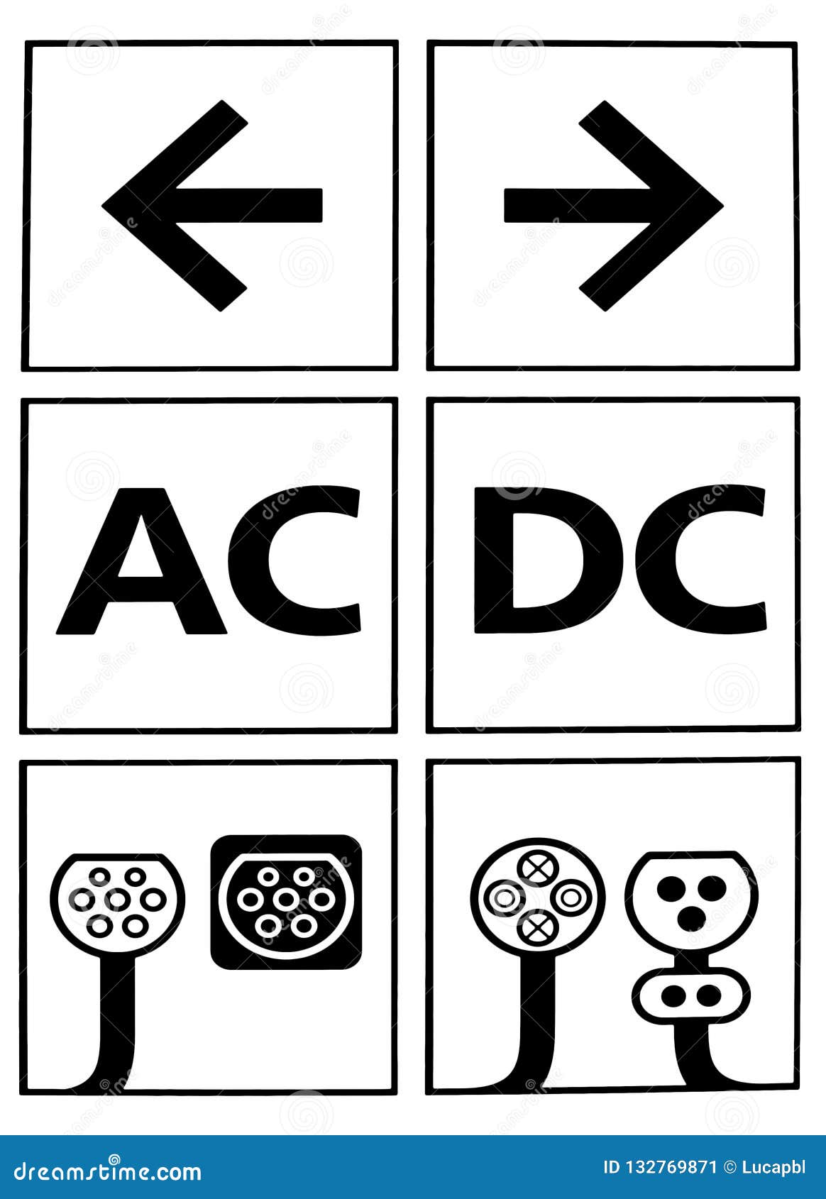 充电的电动车的基本的连接器ac Dc插座和插口库存例证 插画包括有