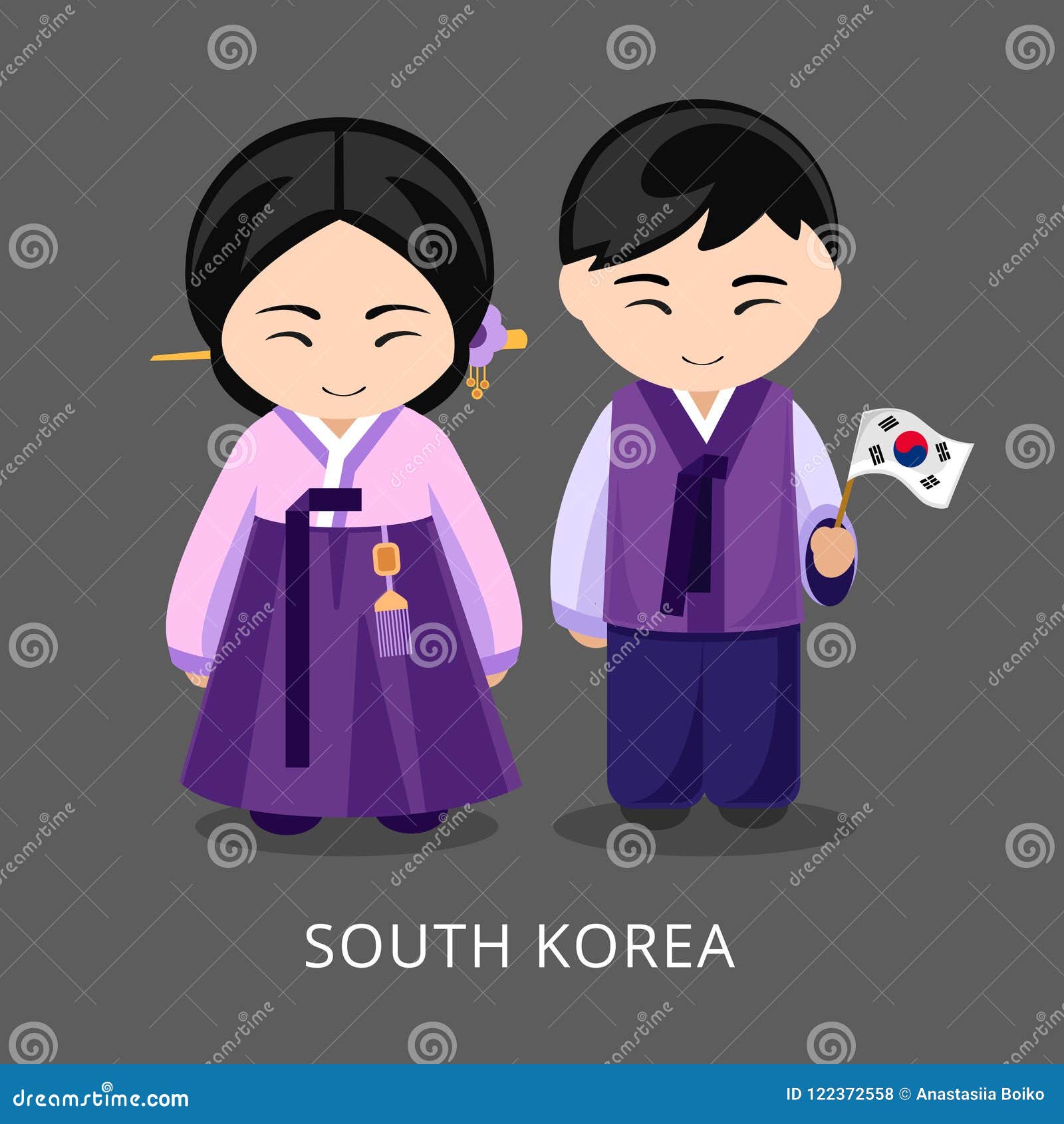 全国礼服的韩国人有旗子的向量例证 插画包括有全国礼服的韩国人有旗子的 全国礼服的韩国人有旗子的向量例证 插画包括有全国礼服的韩国人有旗子的