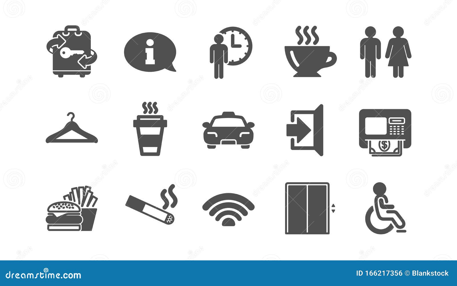 公共服务图标电梯 出租车和wifi 经典图标集矢量向量例证 插画包括有经典图标集 电梯 出租车和wifi