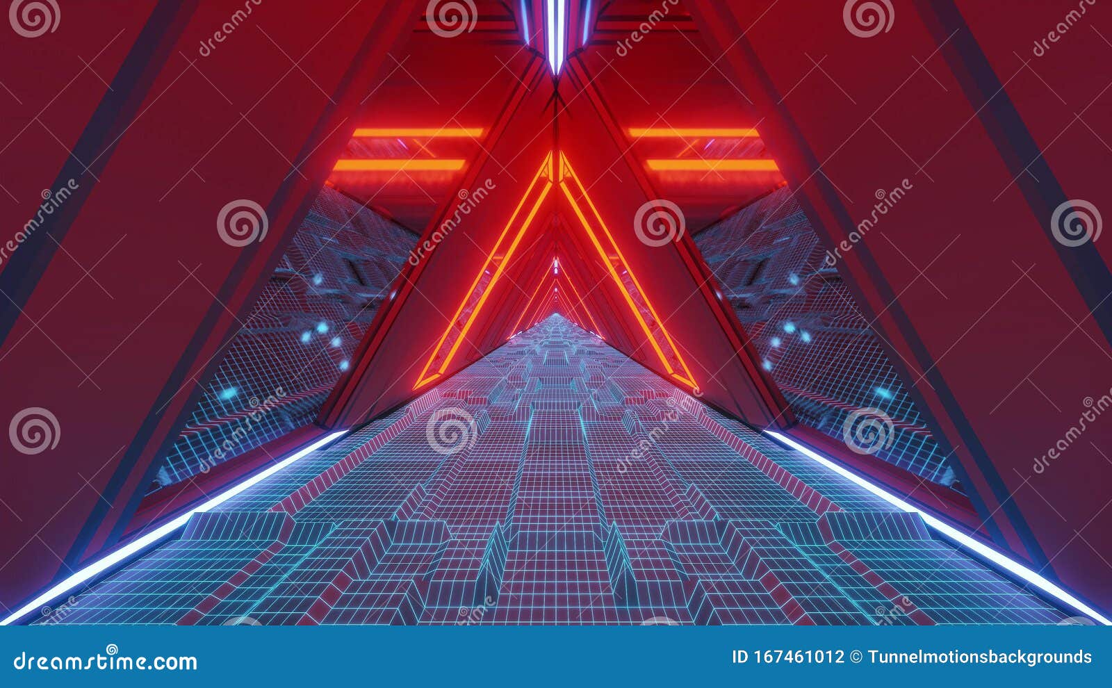 具有发光线框底部和玻璃窗三维图纸壁纸的科技型空间军舰隧道走廊库存例证 插画包括有玻璃 瓶颈