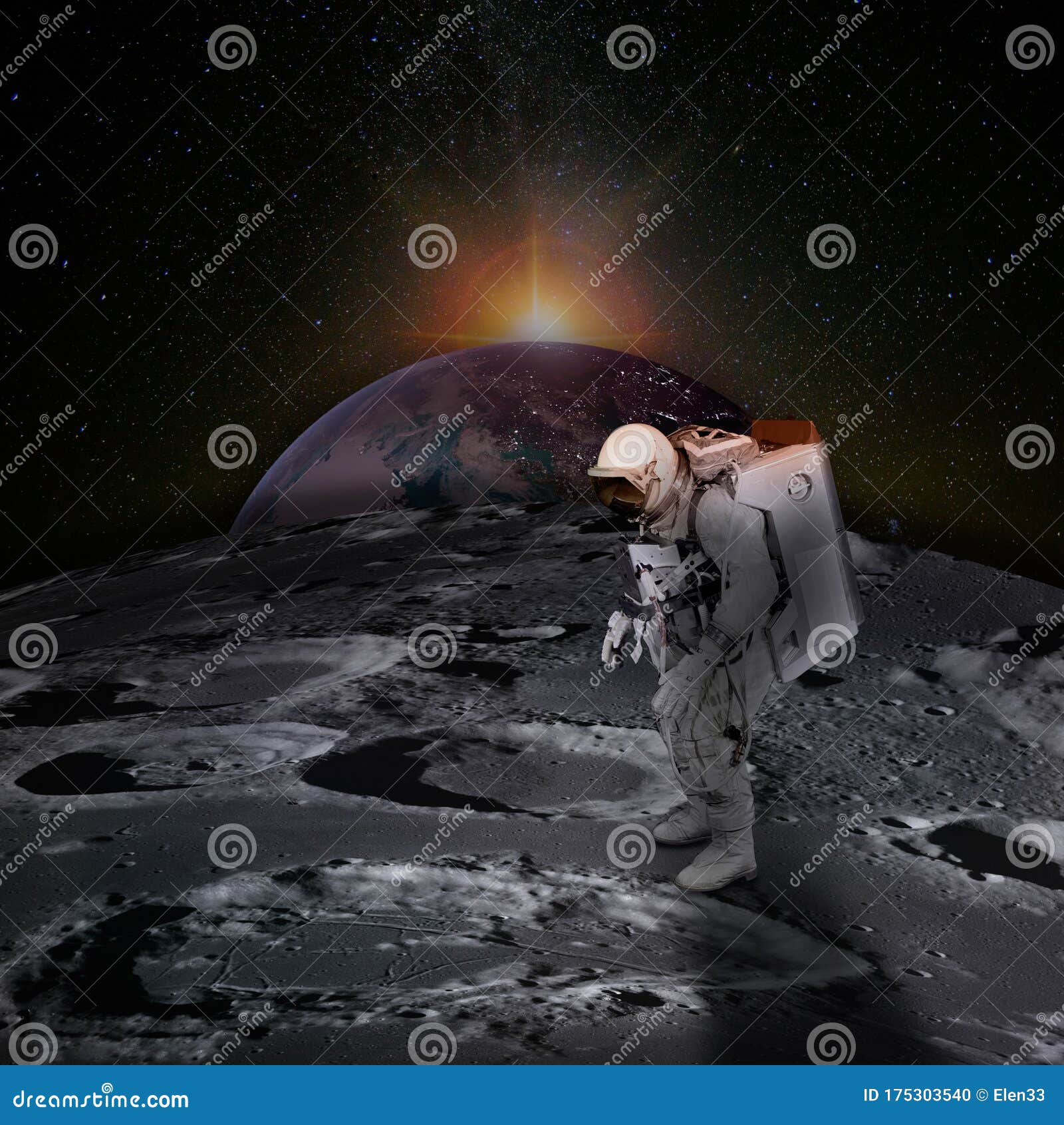 具有空间背景的月面宇航员库存照片 图片包括有探险 任务 月亮 神圣 着陆 影响 地球