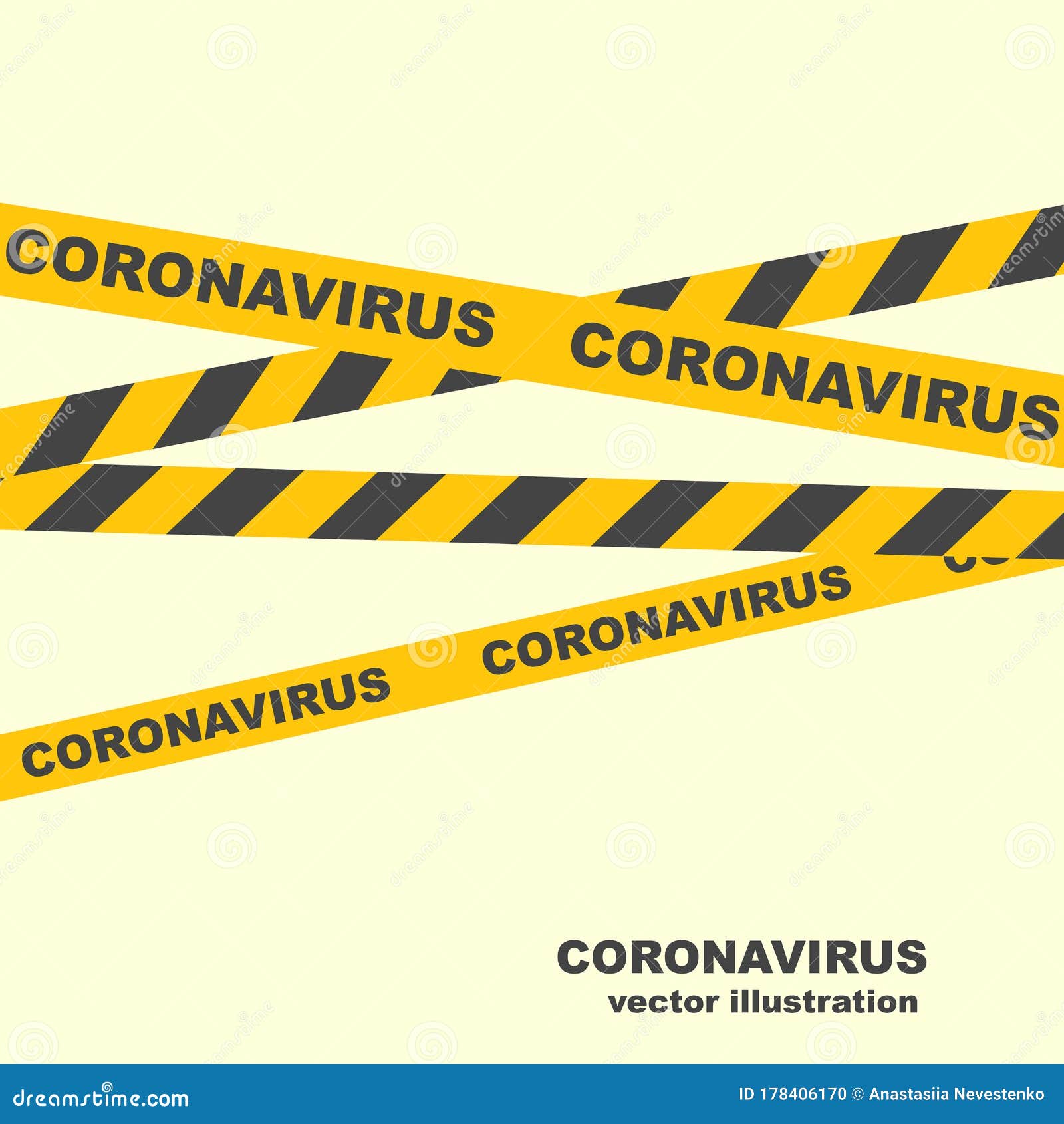 冠状病毒概念警告行黄带向量例证 插画包括有警告行 黄带 冠状病毒概念