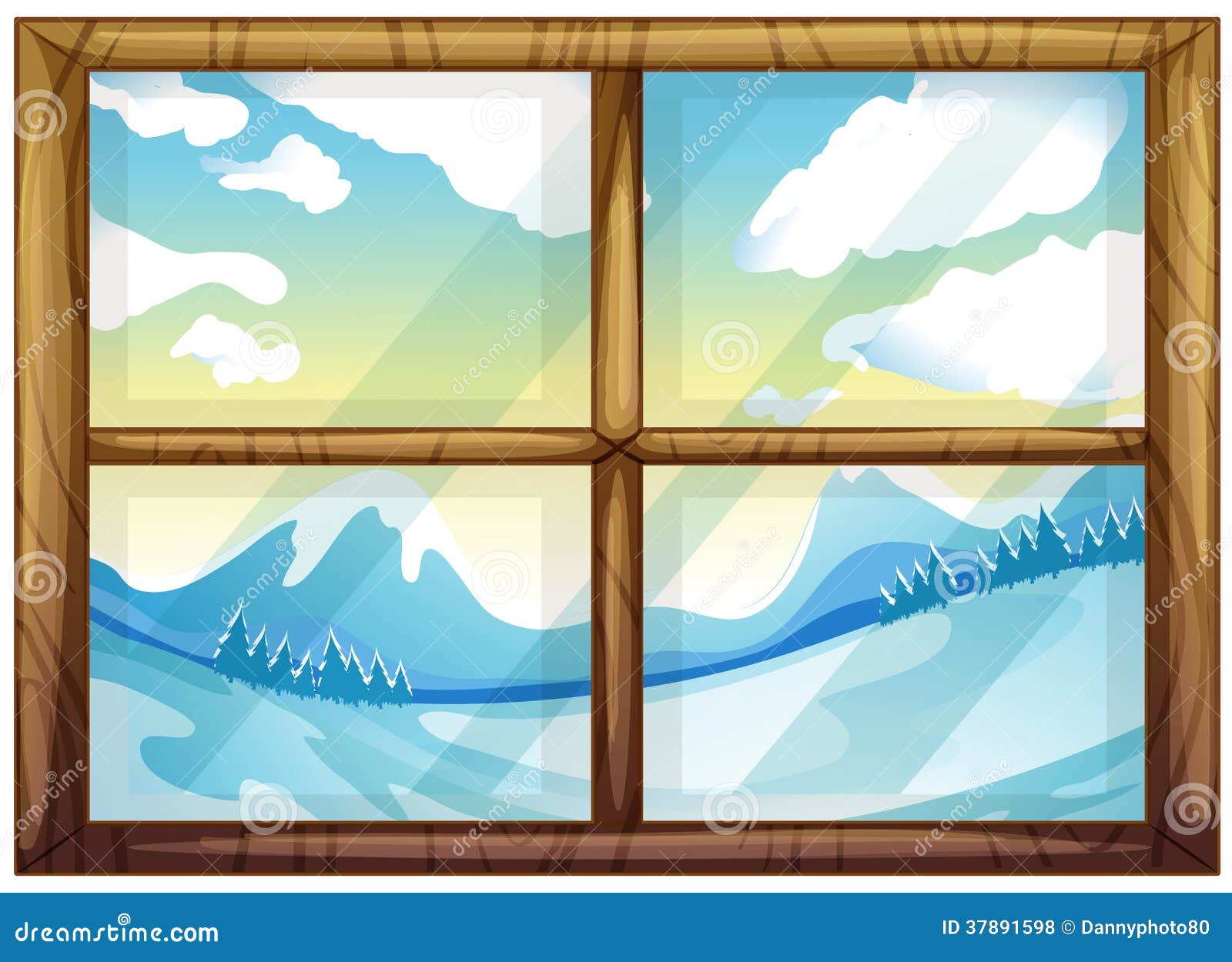 冬天的看法从窗口的向量例证 插画包括有