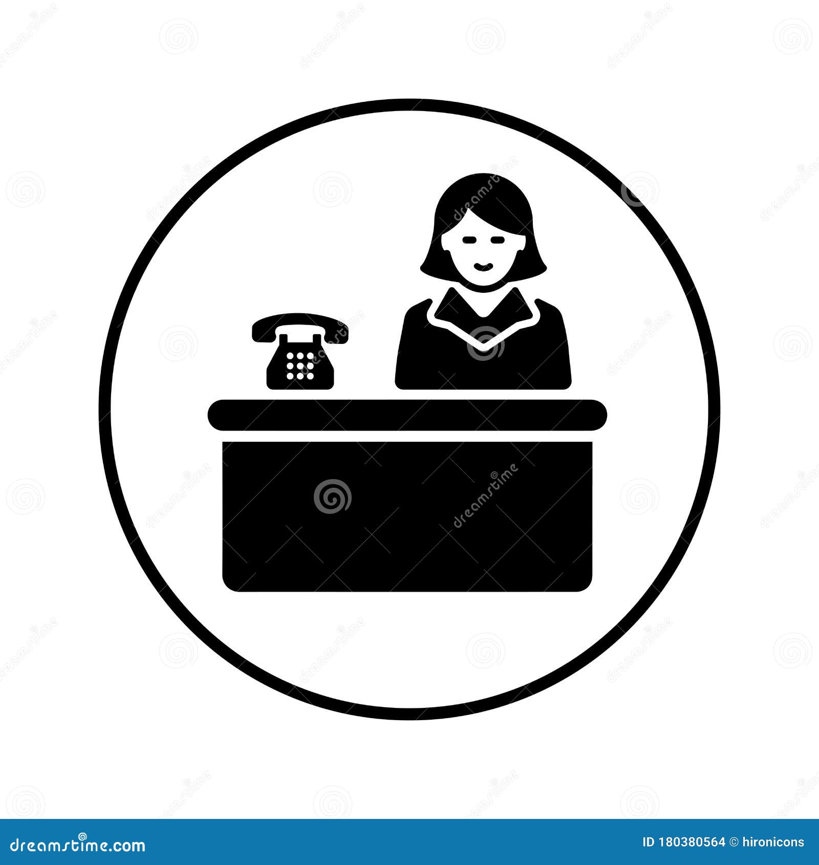 前台 接待员 办公桌 大堂 黑色版本 服务图标向量例证 插画包括有服务 接收 前面 招待员