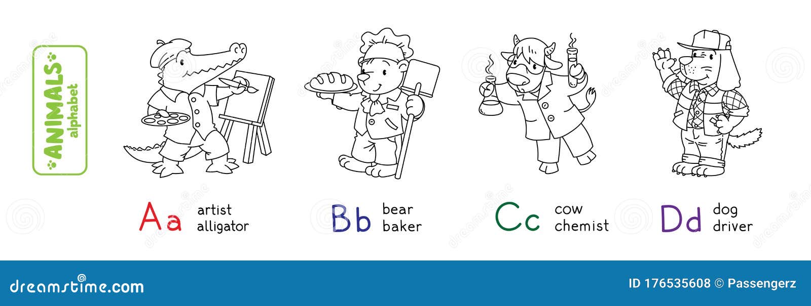 动物职业字母或abc 着色本库存例证 插画包括有 动物职业字母或abc 着色本库存例证 插画包括有
