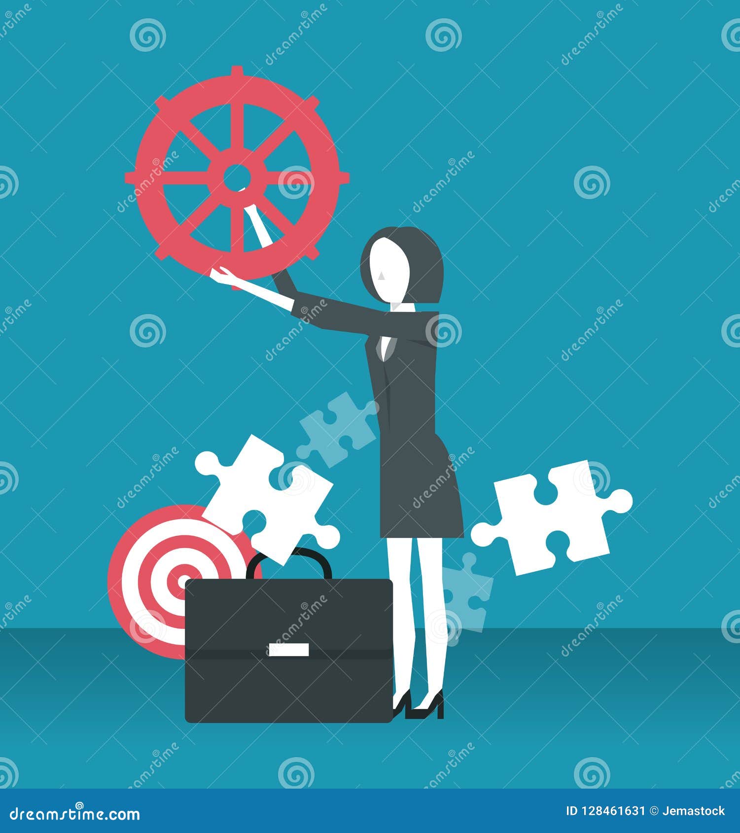 勤勉女实业家动画片向量例证 插画包括有