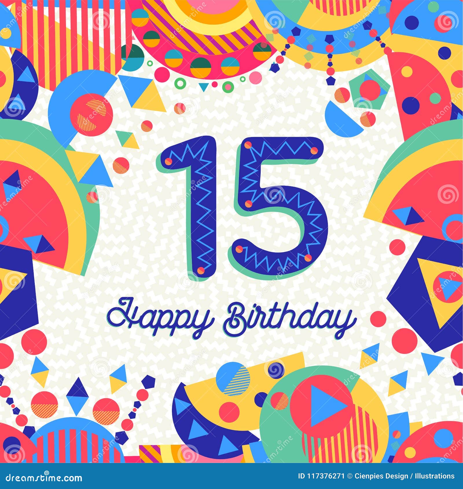 十五15年生日贺卡数字向量例证 插画包括有颜色 看板卡 五颜六色