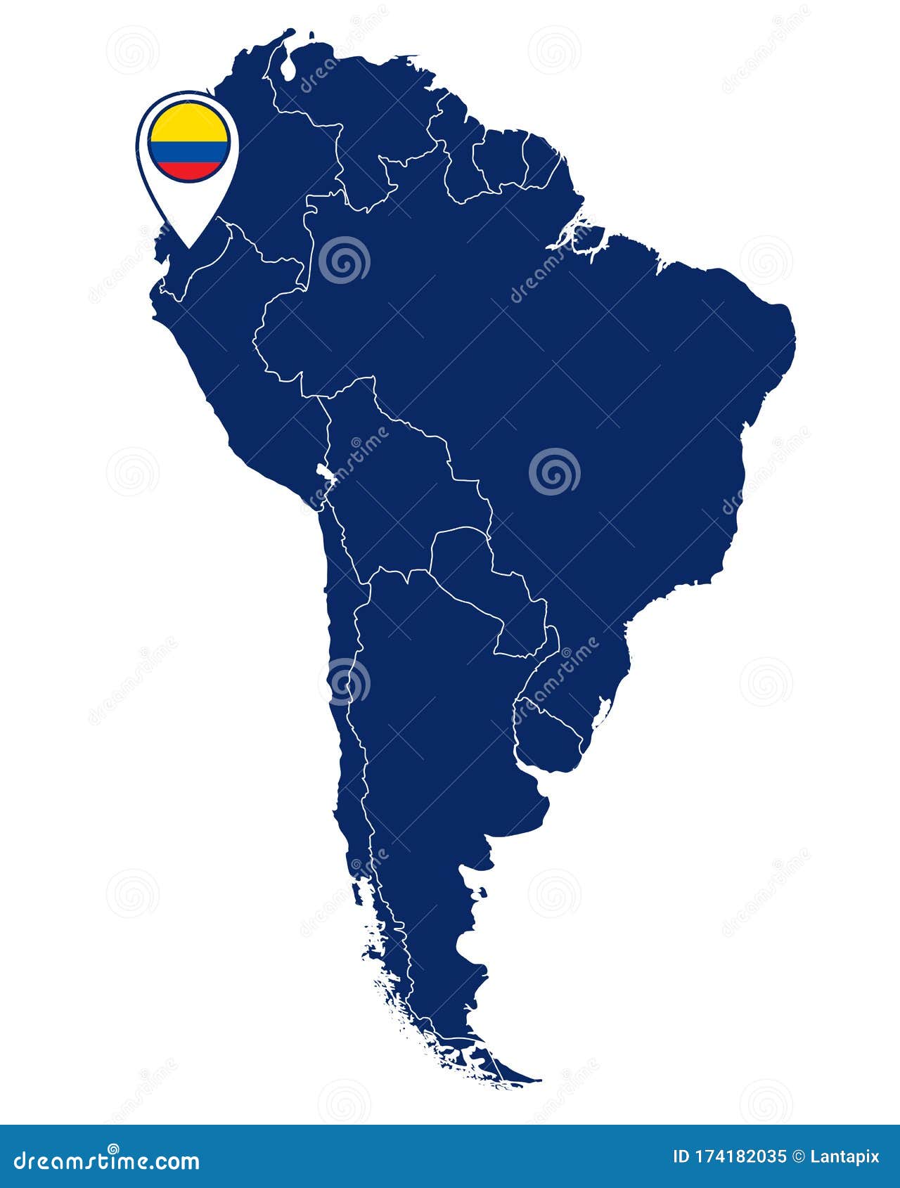 南美洲地理标志和地图中的厄瓜多尔国旗向量例证 插画包括有