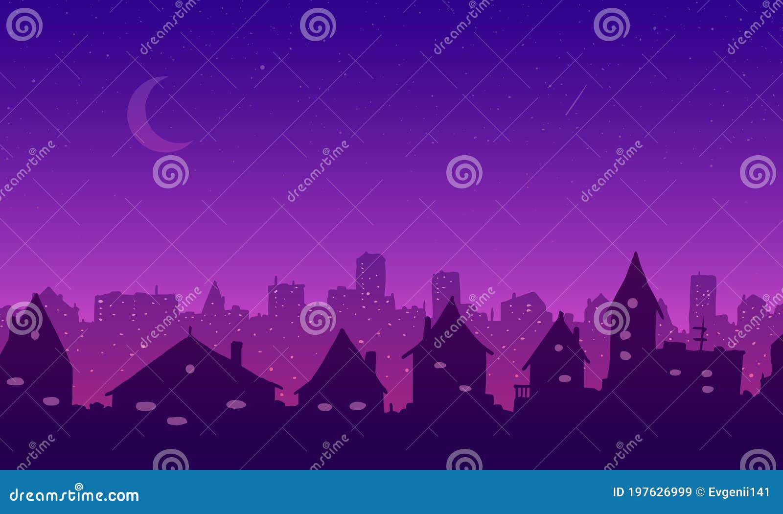 卡通城 夜晚星月背景中的房屋和摩天大楼的紫粉轮廓向量例证 插画包括有摩天大楼 夜间 剪影 卡通城 夜晚星月背景中的房屋和摩天大楼的紫粉轮廓向量例证 插画包括有摩天大楼 夜间 剪影
