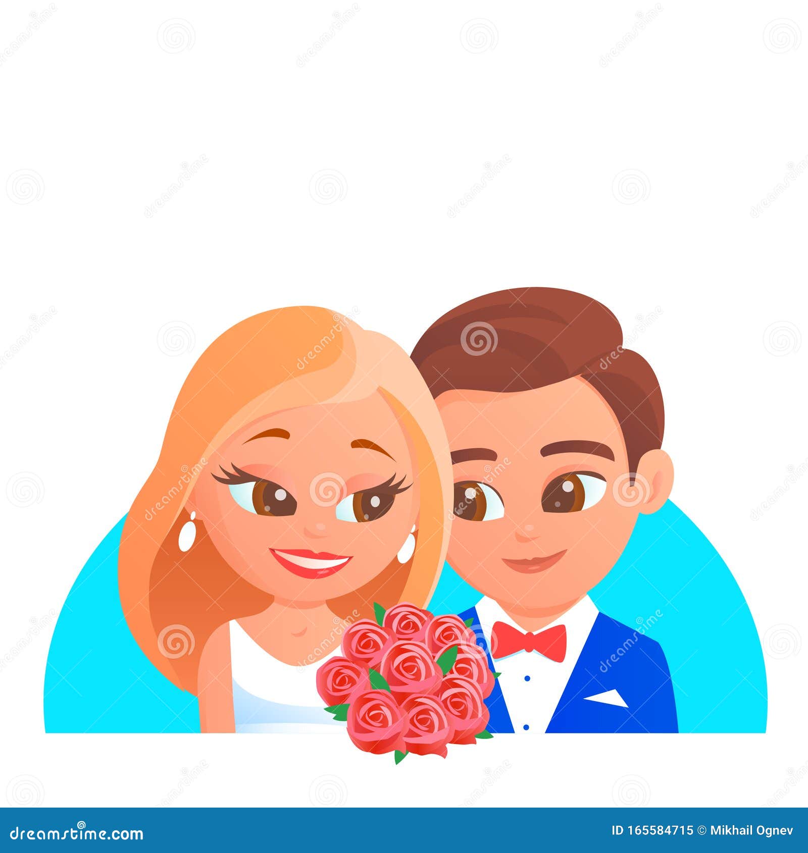 卡通新婚夫妇的花束画向量例证 插画包括有相当 人们 节假日 男人 新婚佳偶 纵向 打印