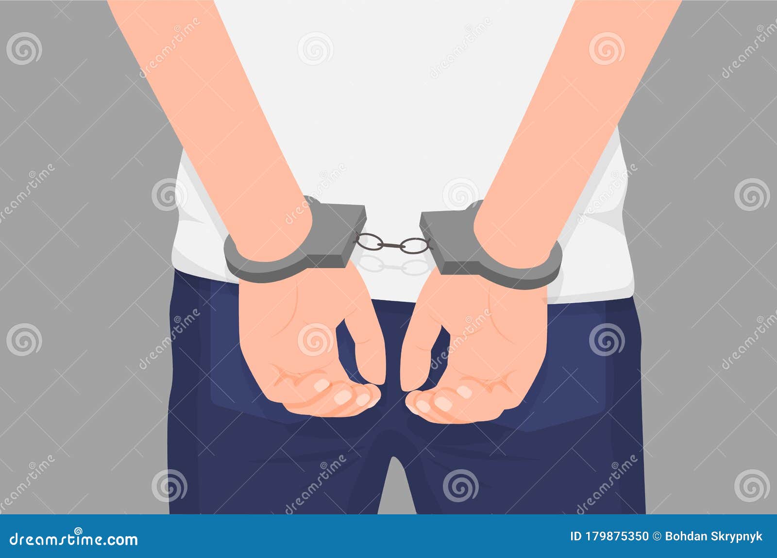 卡通犯罪者手铐 手铐 袖口 背部隔离在监狱中查出犯罪人向量例证 插画包括有被拘留者 逮捕