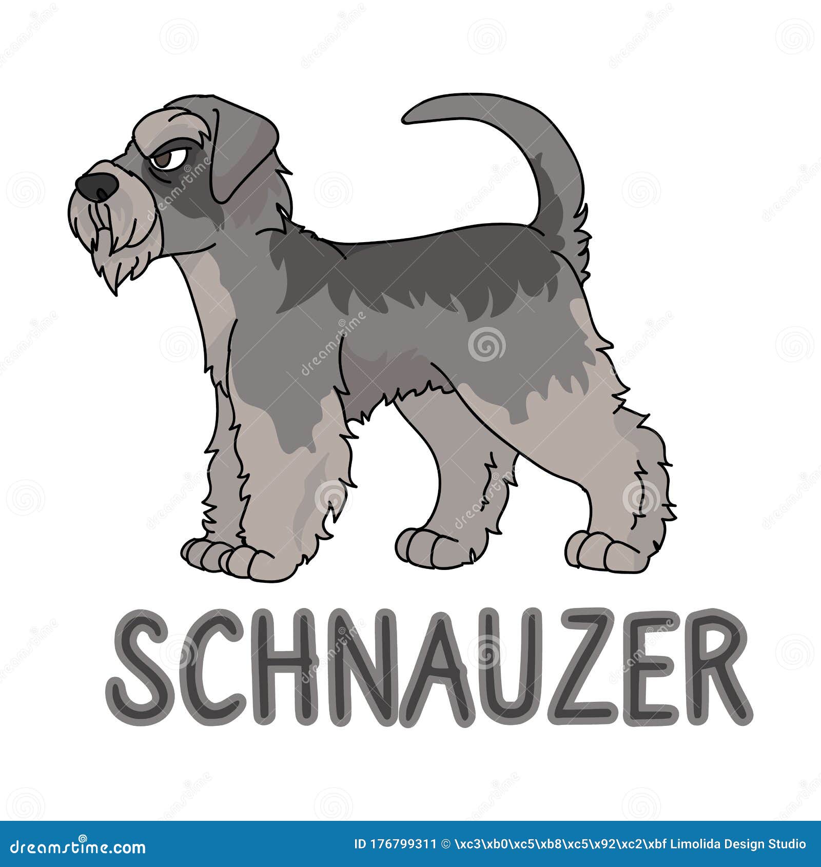 可爱动漫雪纳犬与文字印刷矢量剪贴爱狗人家谱犬犬犬品种向量例证 插画包括有吉祥人 纯血统