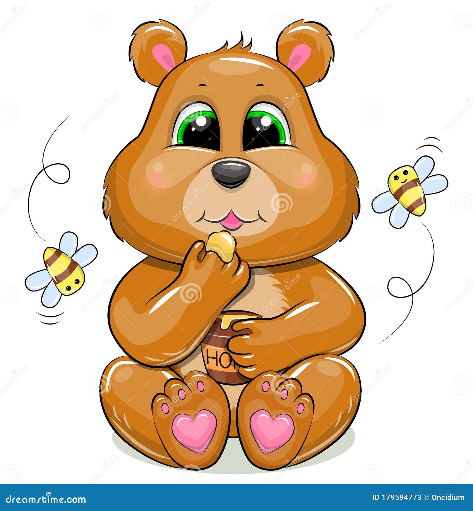 可爱的卡通熊吃蜂蜜向量例证 插画包括有可爱的卡通熊吃蜂蜜