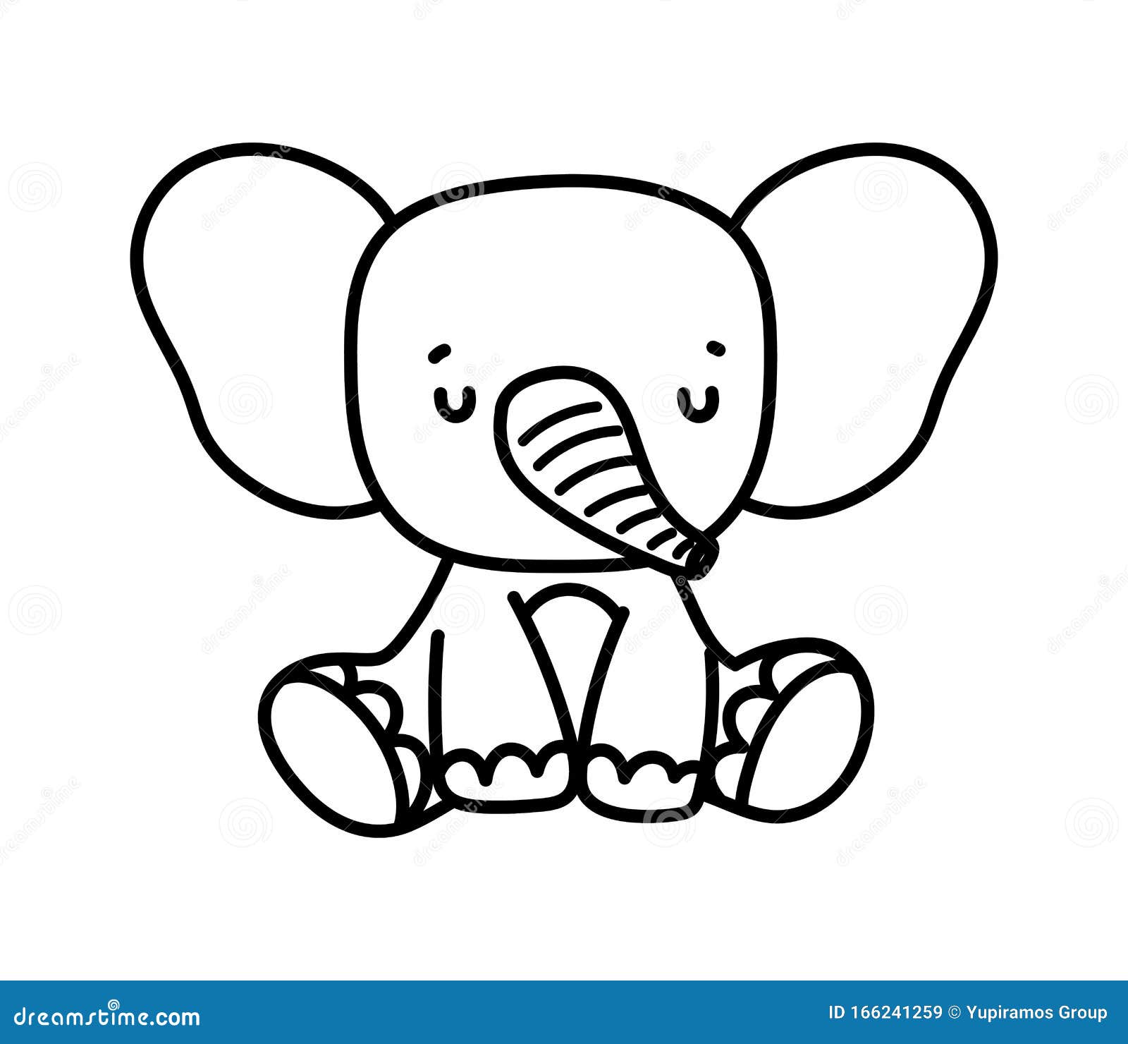 可爱的坐大象动物野生动物漫画线型向量例证 插画包括有吉祥人 动物区系 开会 愉快 分级显示