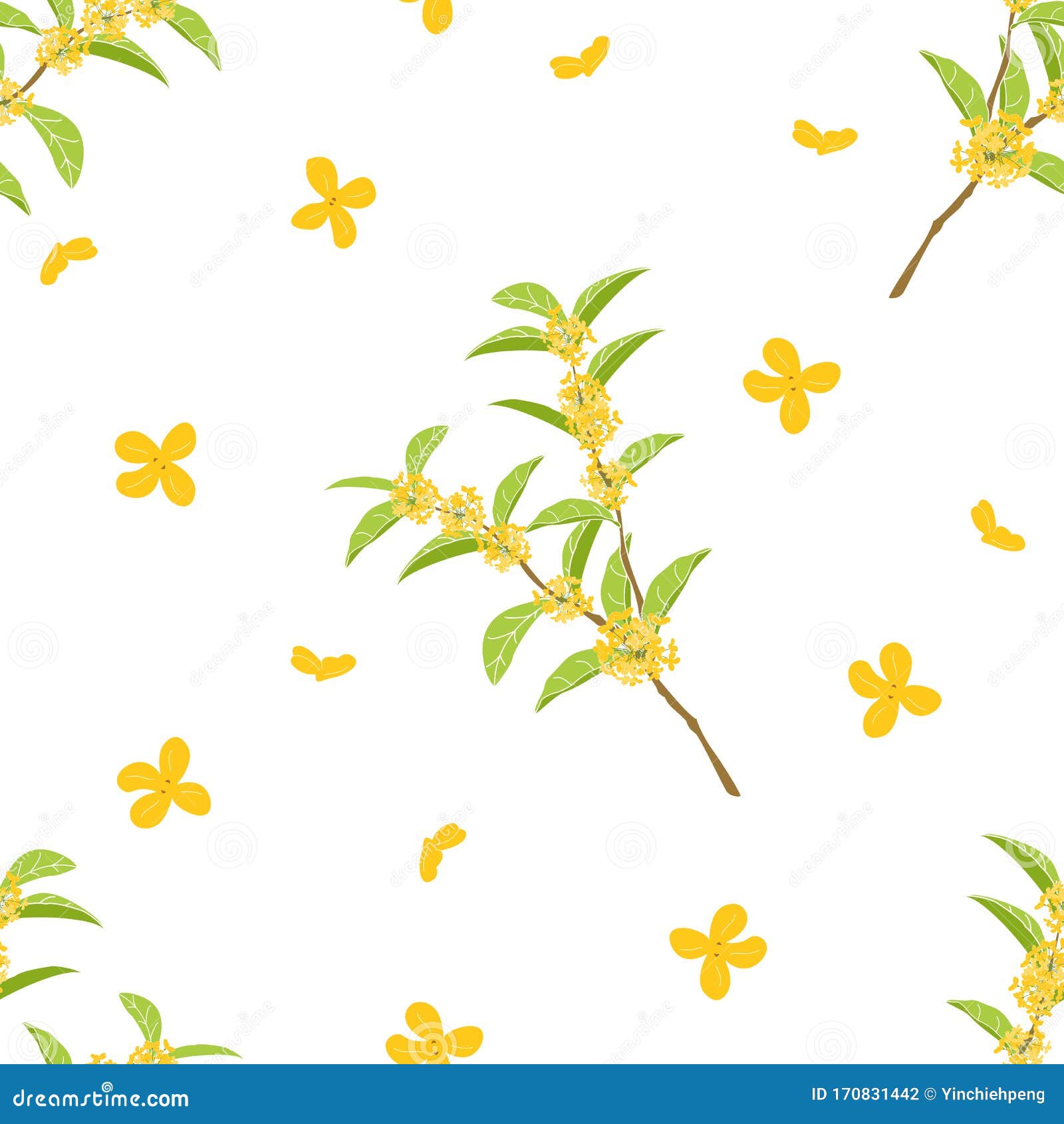可爱的手绘花树背景卡通香茶橄榄树图案背景向量例证 插画包括有香味 花卉 本质 背包 无缝