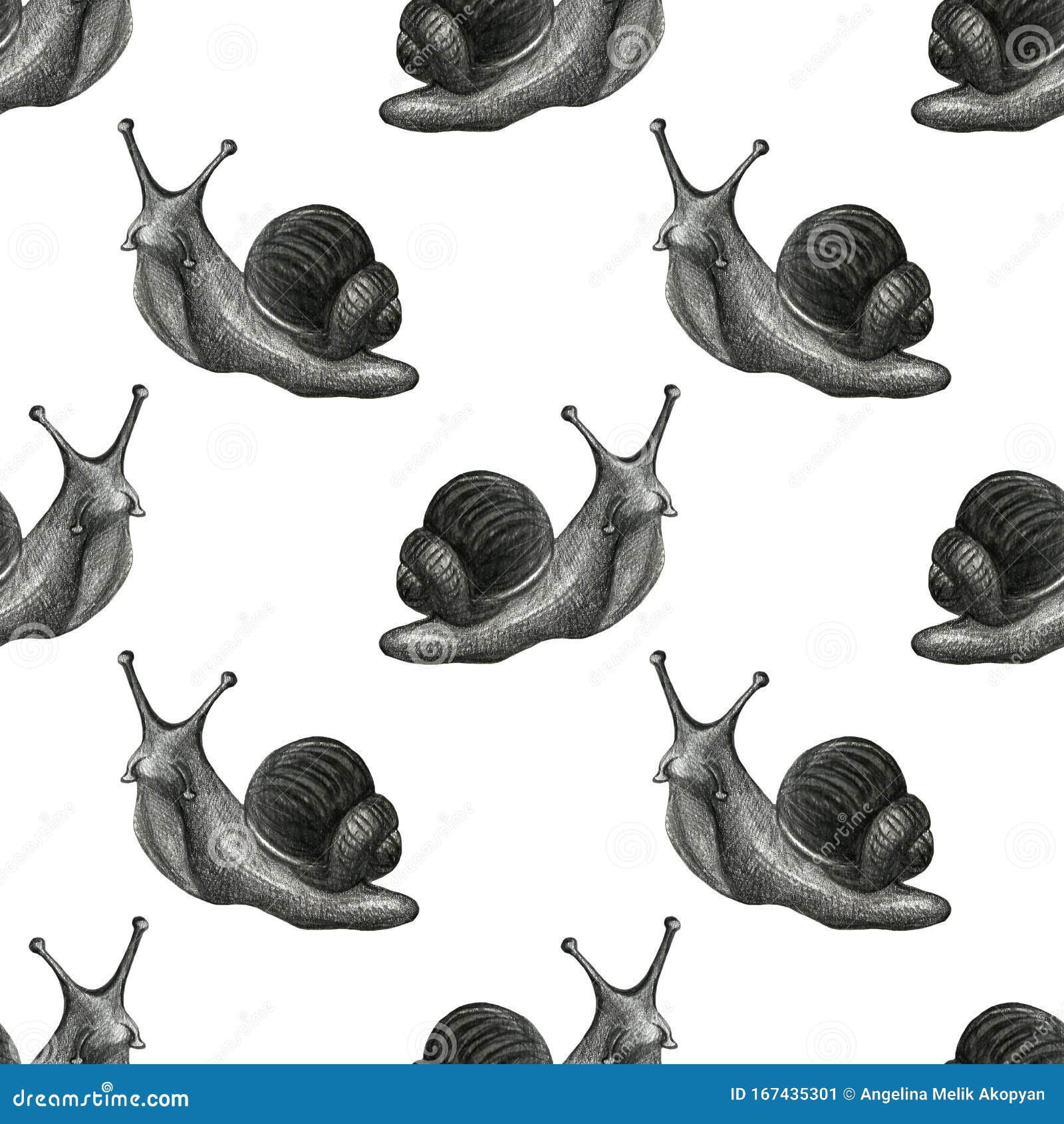 可爱的蜗牛卡通图案手绘 铅笔库存例证 插画包括有海洋 例证 装饰 自然 模式 软体动物