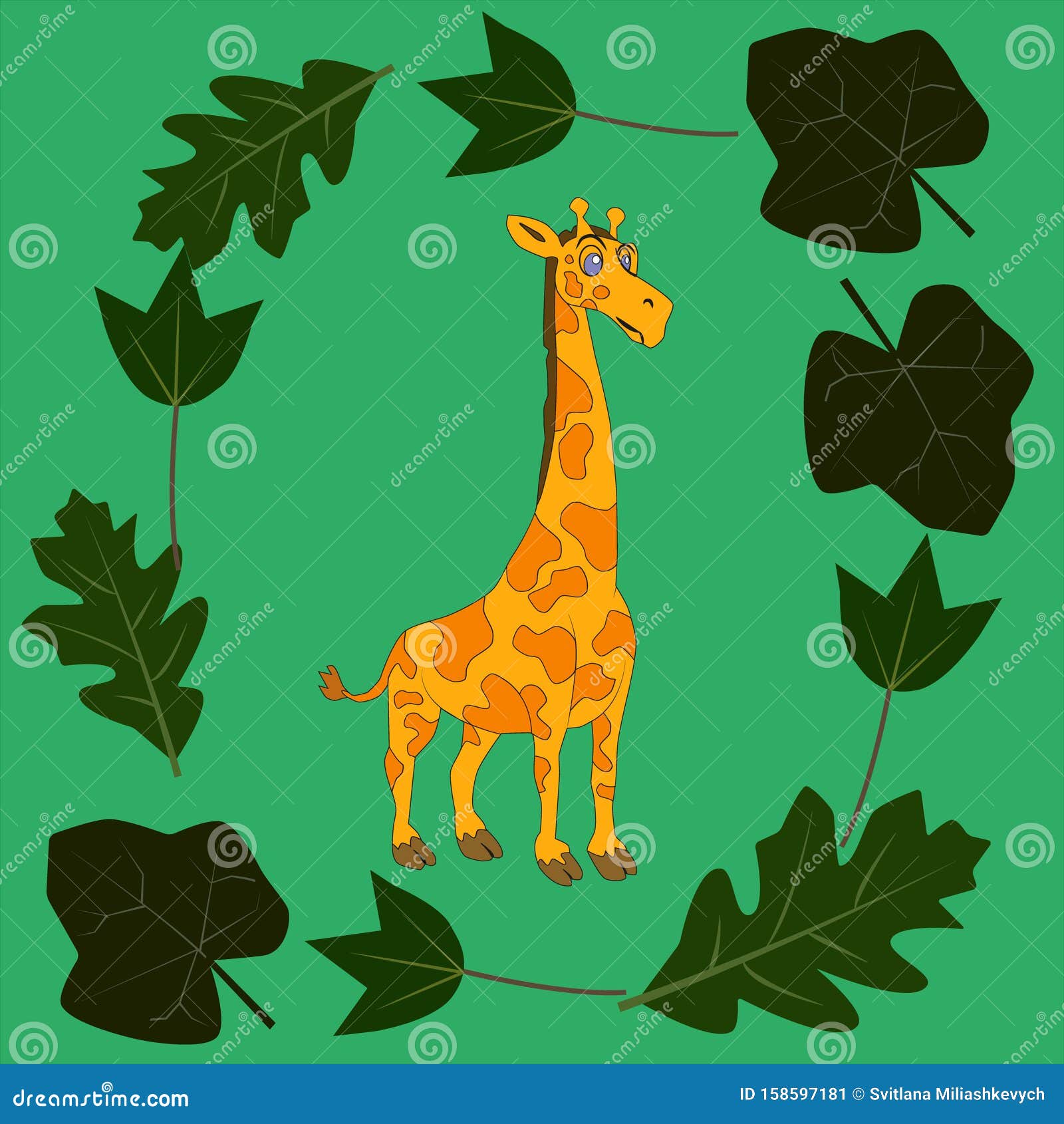 叶背景中的长颈鹿库存例证 插画包括有 叶背景中的长颈鹿库存例证 插画包括有