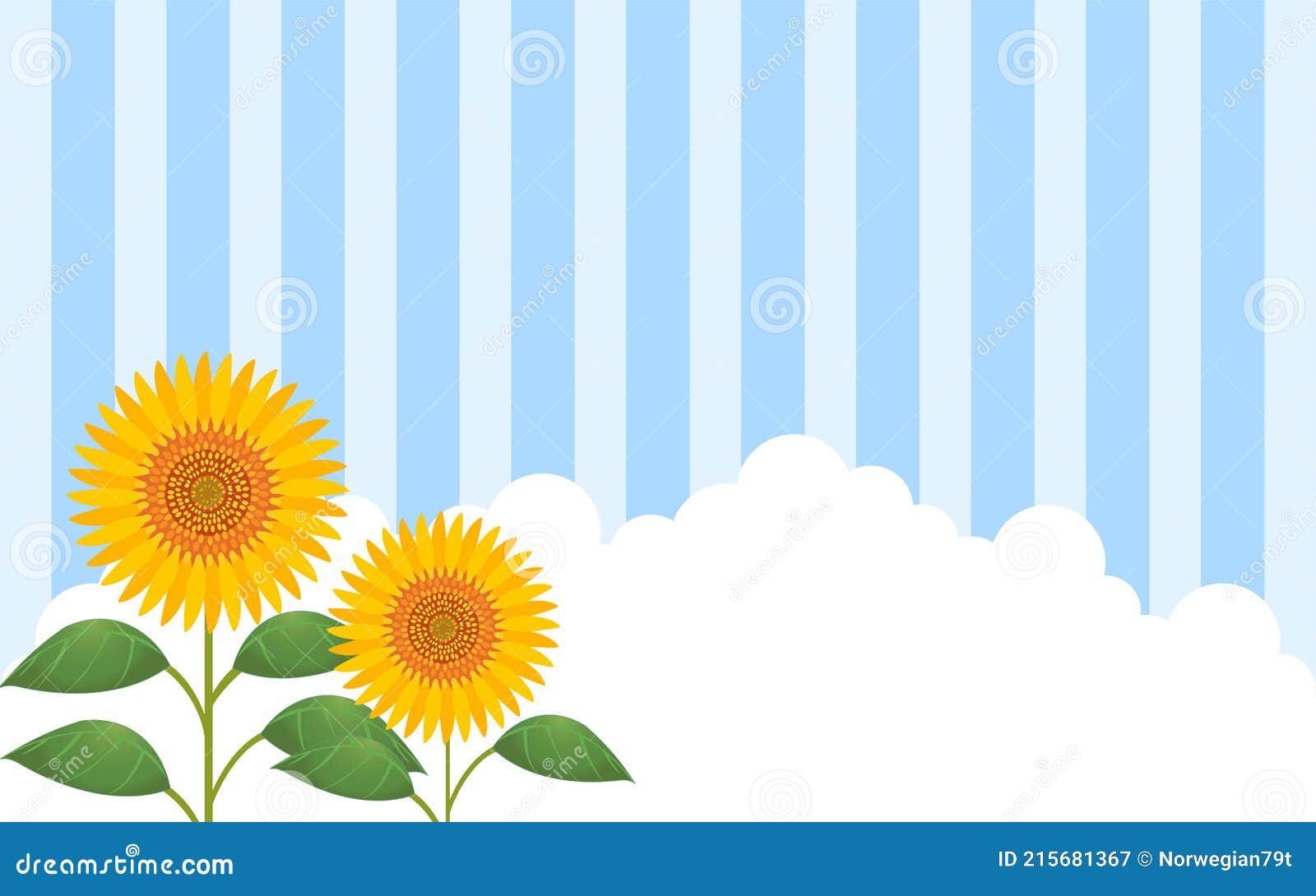 向日葵と入道雲とストライプ背景つきイラスト Illustrazione Di Stock Illustrazione Di Illustrazione 向日葵と入道雲とストライプ背景つきイラスト Illustrazione Di Stock Illustrazione Di Illustrazione