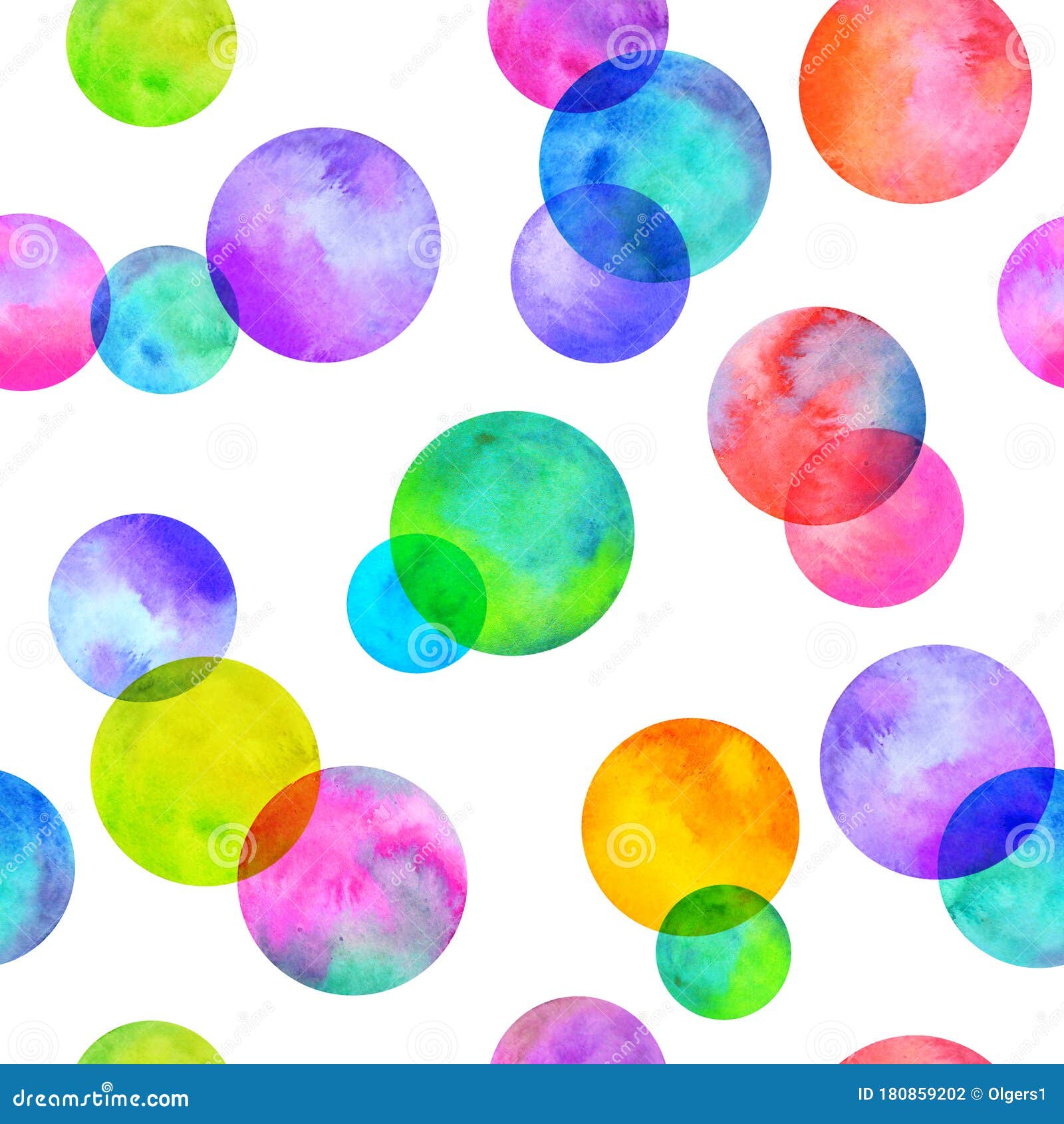 圆形多色霓虹水彩无缝图案彩色圆的抽象水色背景库存例证 插画包括有花梢 圈子 图画 设计