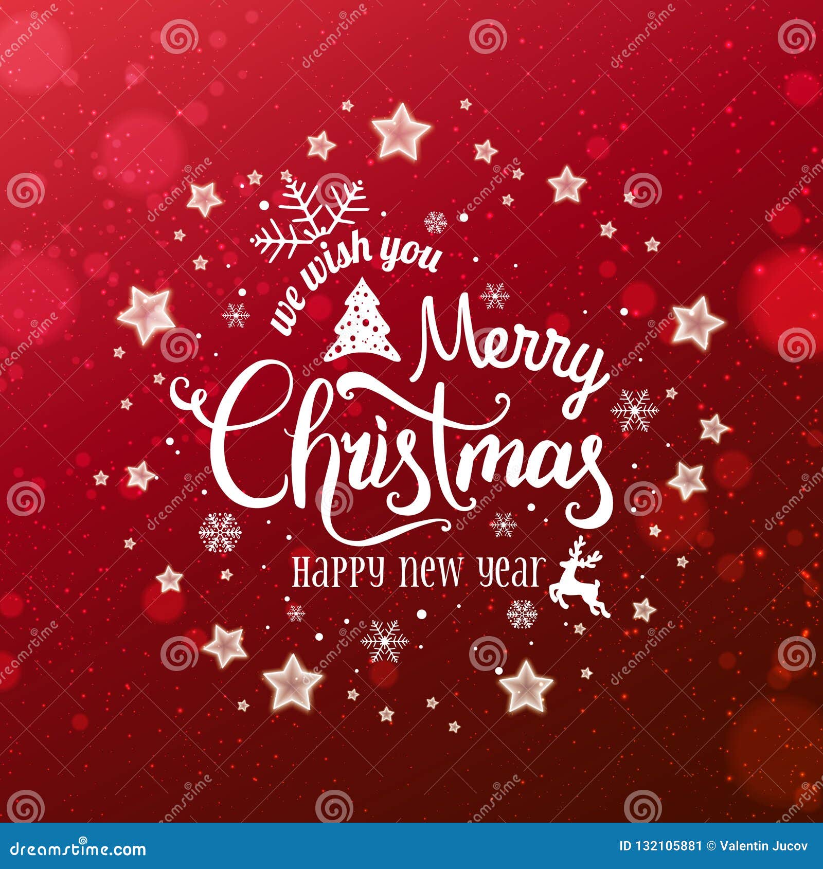 圣诞节和新年印刷在与雪花的红色xmas背景 光 星圣诞快乐看板卡库存例证 插画包括有圣诞快乐看板卡 圣诞节和新年印刷在与雪花的红色xmas背景 光 星