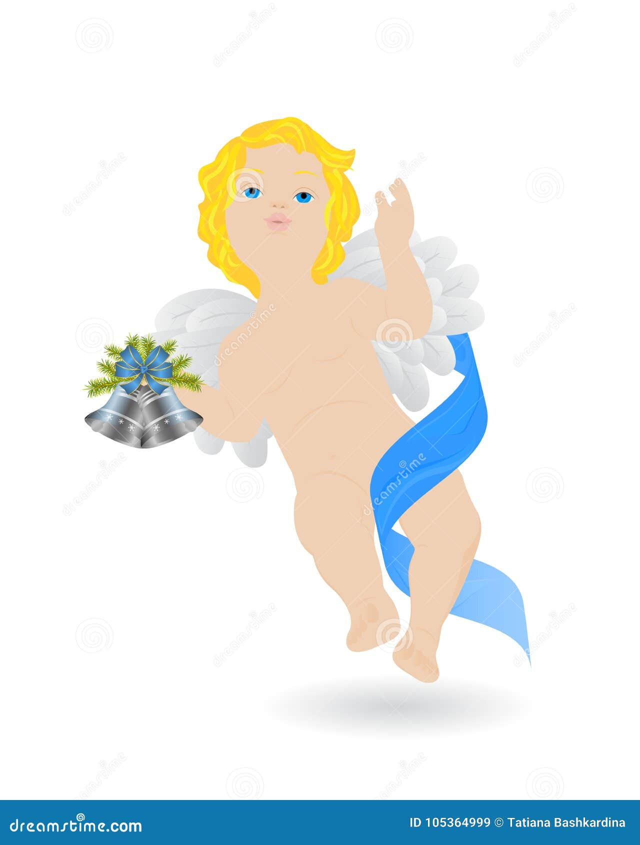 圣诞节天使在天空中浮动男孩 有blon的一个孩子向量例证 插画包括有男孩 有blon的一个孩子
