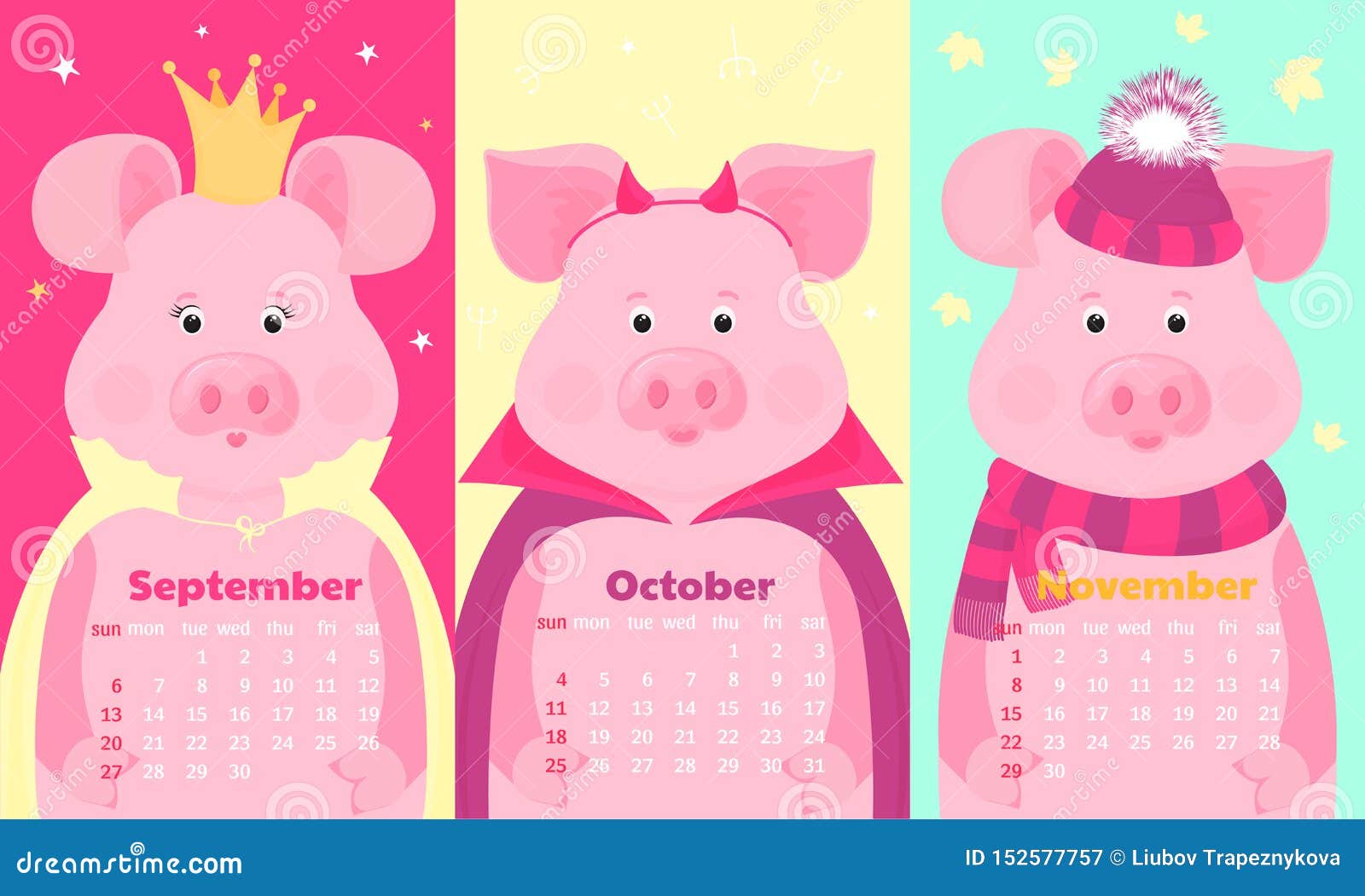 在帽子和围巾的逗人喜爱的猪 在冠 在万圣节服装r 月度日历年11月9月 10月 向量例证 插画包括有月度日历年11月9月 10月 在帽子和围巾的逗人喜爱的猪 在冠 在万圣节服装