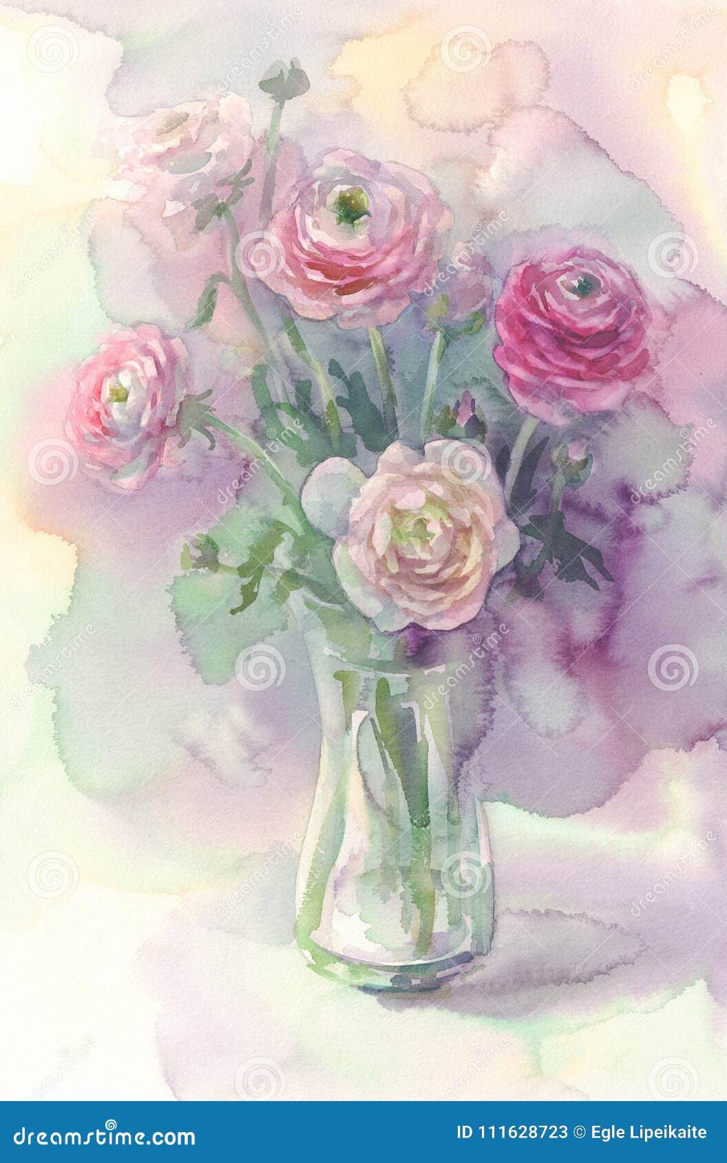 在花瓶水彩的玫瑰色花库存例证 插画包括有花束 问候 抽象 深紫红色 开花 绿色 颜色 在花瓶水彩的玫瑰色花库存例证 插画包括有花束 问候 抽象 深紫红色 开花 绿色 颜色