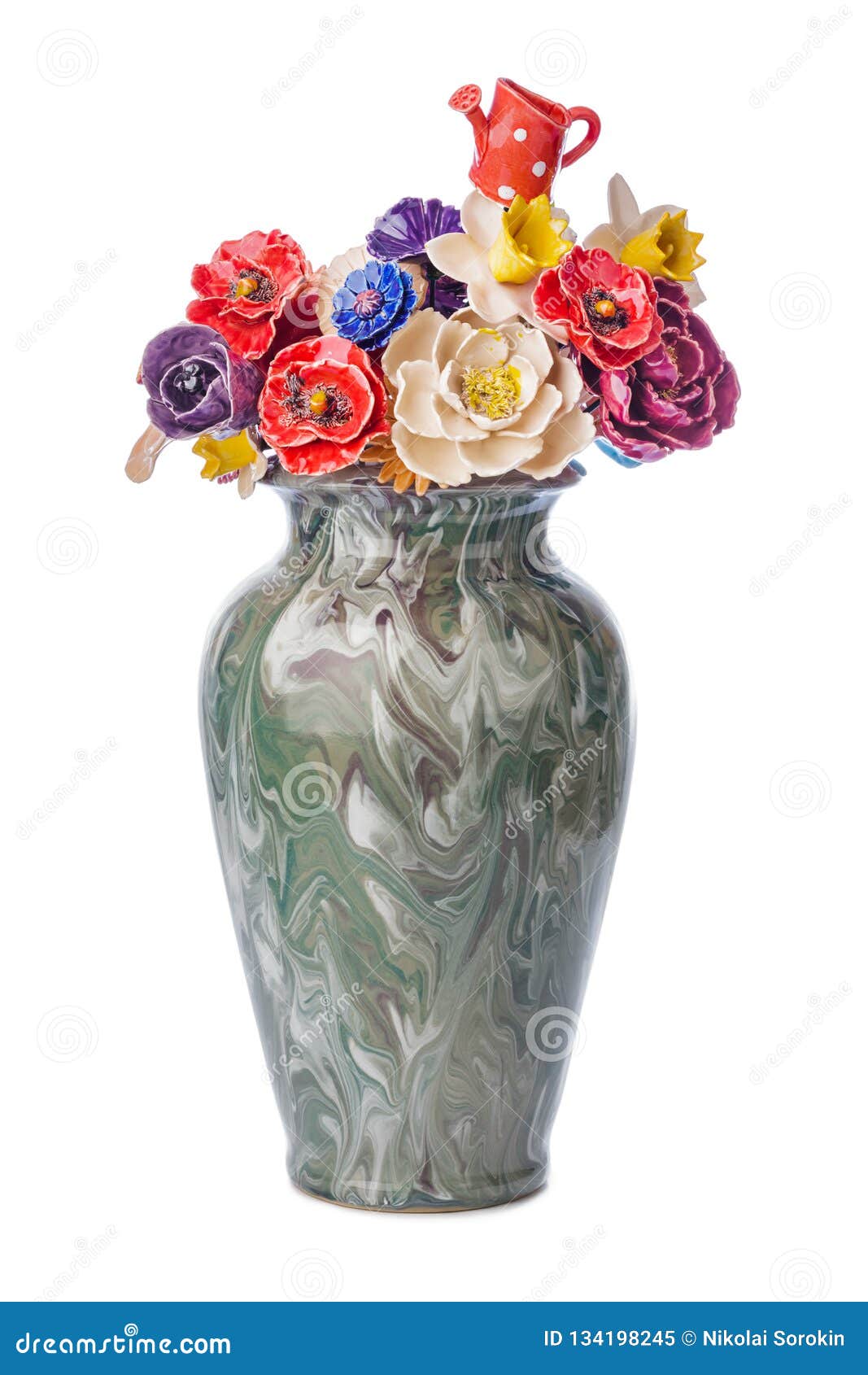 在花瓶的陶瓷装饰花花束库存图片 图片包括有邀请 五颜六色 华丽 庆祝 响铃 礼品 本质