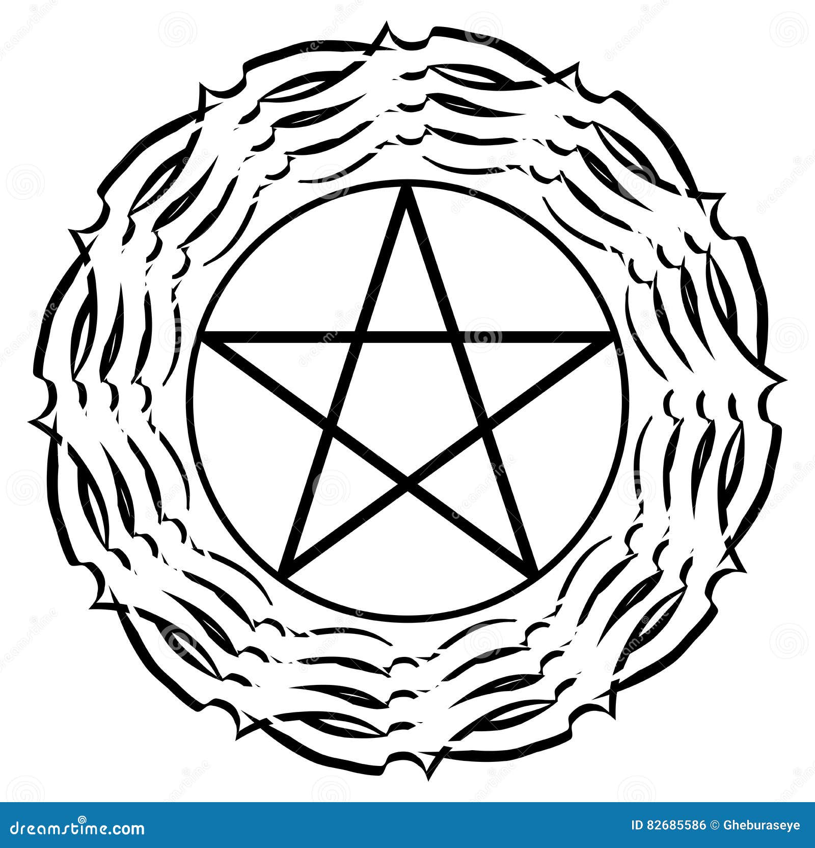 在被隔绝的黑装饰的五芒星形向量例证 插画包括有光芒 魔鬼 图象 五芒星形 这个 表示 投反对票