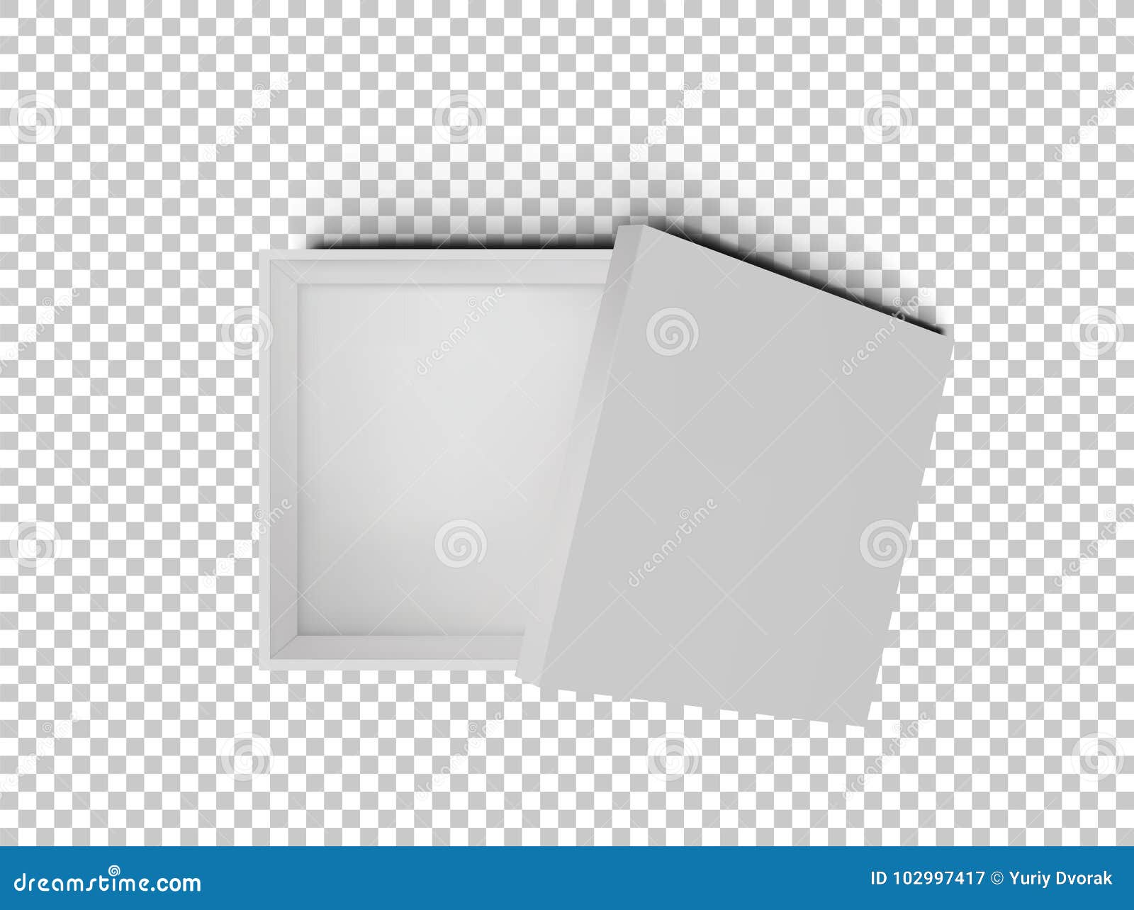 在透明背景顶视图隔绝的白色开放空的正方形纸板箱设计产品的大模型模板向量例证 插画包括有灰色 查出