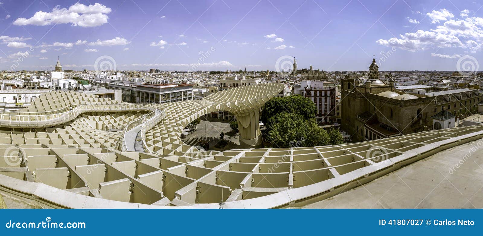 在metropol遮阳伞上面的全景在plaza De La Enc 图库摄影片 图片包括有塞维利亚 结构
