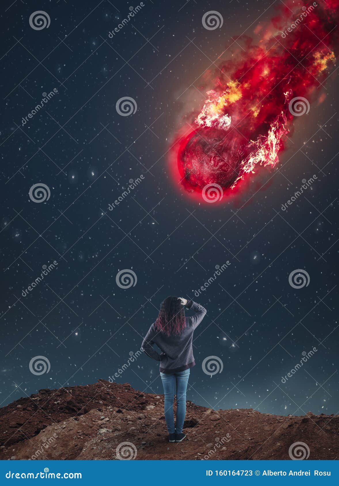 夜间坠落的流星库存图片 图片包括有被攻击的 发现 展开 失败 地球 彗星 冷漠 梦想