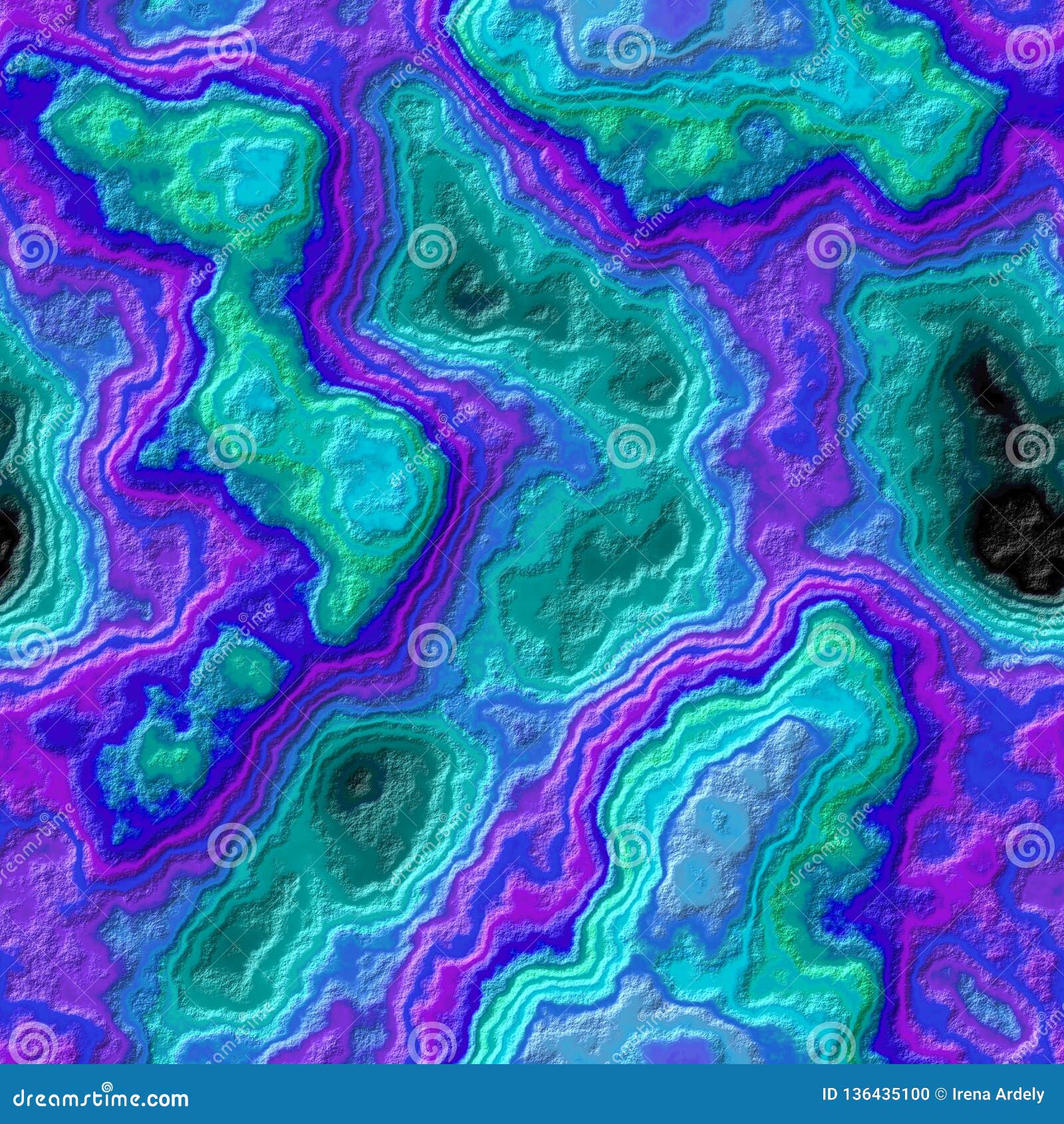 大理石玛瑙石无缝的样式背景 萤光霓虹珍珠紫色紫罗兰蓝绿色深蓝ocen颜色与库存例证 插画包括有