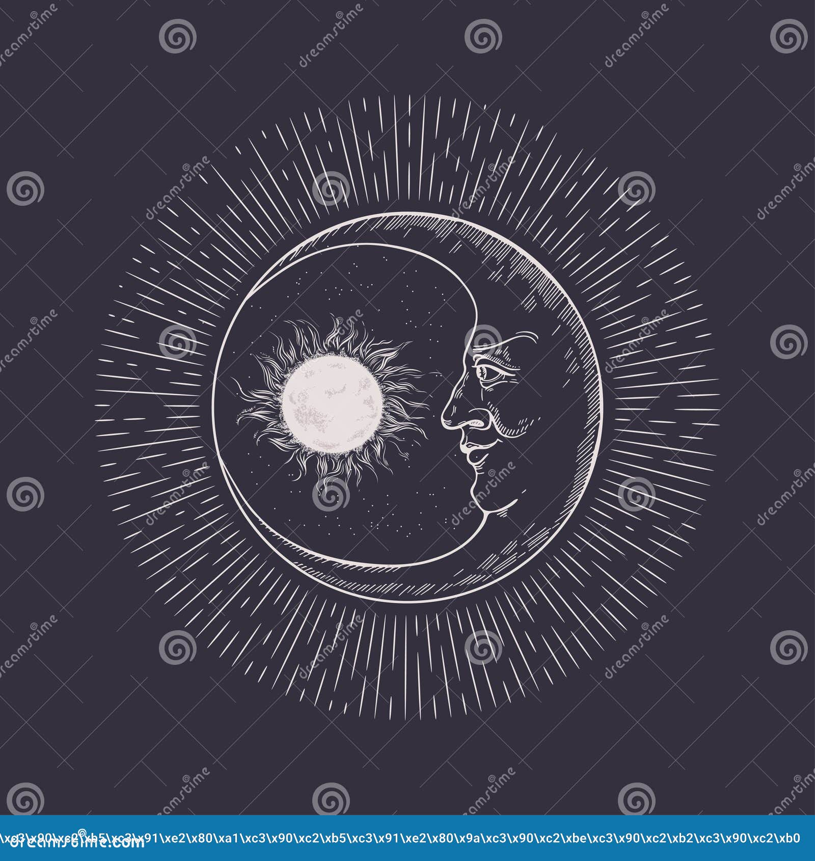 太阳 恒星和新月月面复古插图向量例证 插画包括有 太阳 恒星和新月月面复古插图向量例证 插画包括有