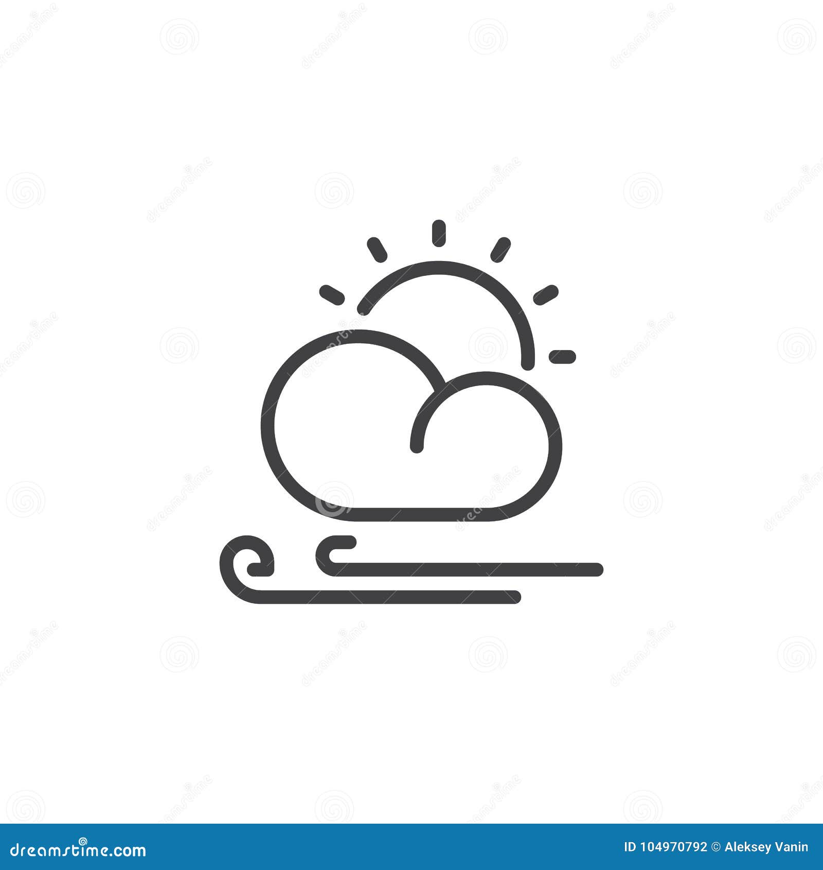 太阳云彩和风线象向量例证 插画包括有平面 气候 分级显示 季节 晒裂 阴云密布 气象学