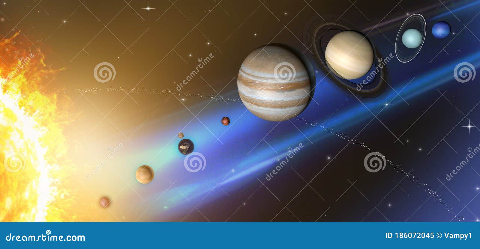 太阳系的行星 太阳 水星 金星 地球 月球 火星 木星 土星 天王星 海王星 大小和尺寸库存例证 插画包括有维数 区域