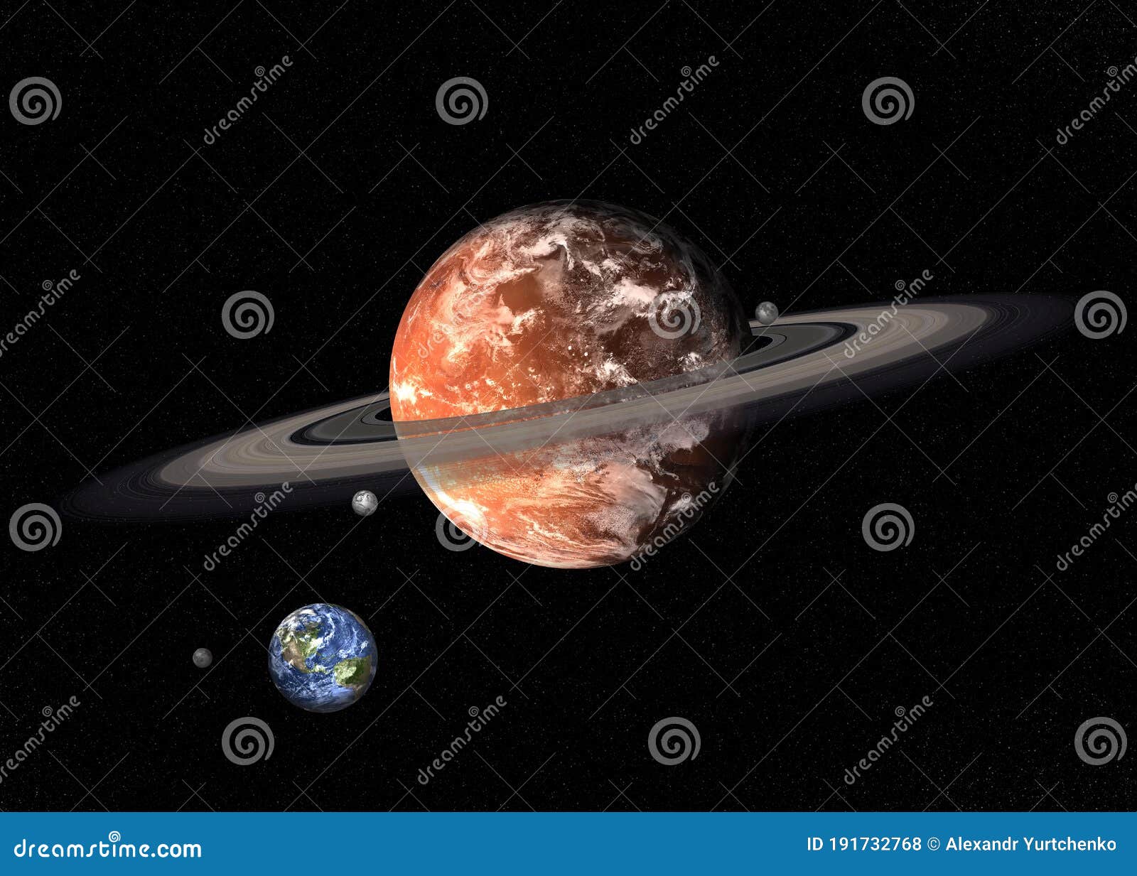 太阳系的行星 有环的地球和火星库存照片 图片包括有本质 远期 蓝色 发现 旅途 毁损