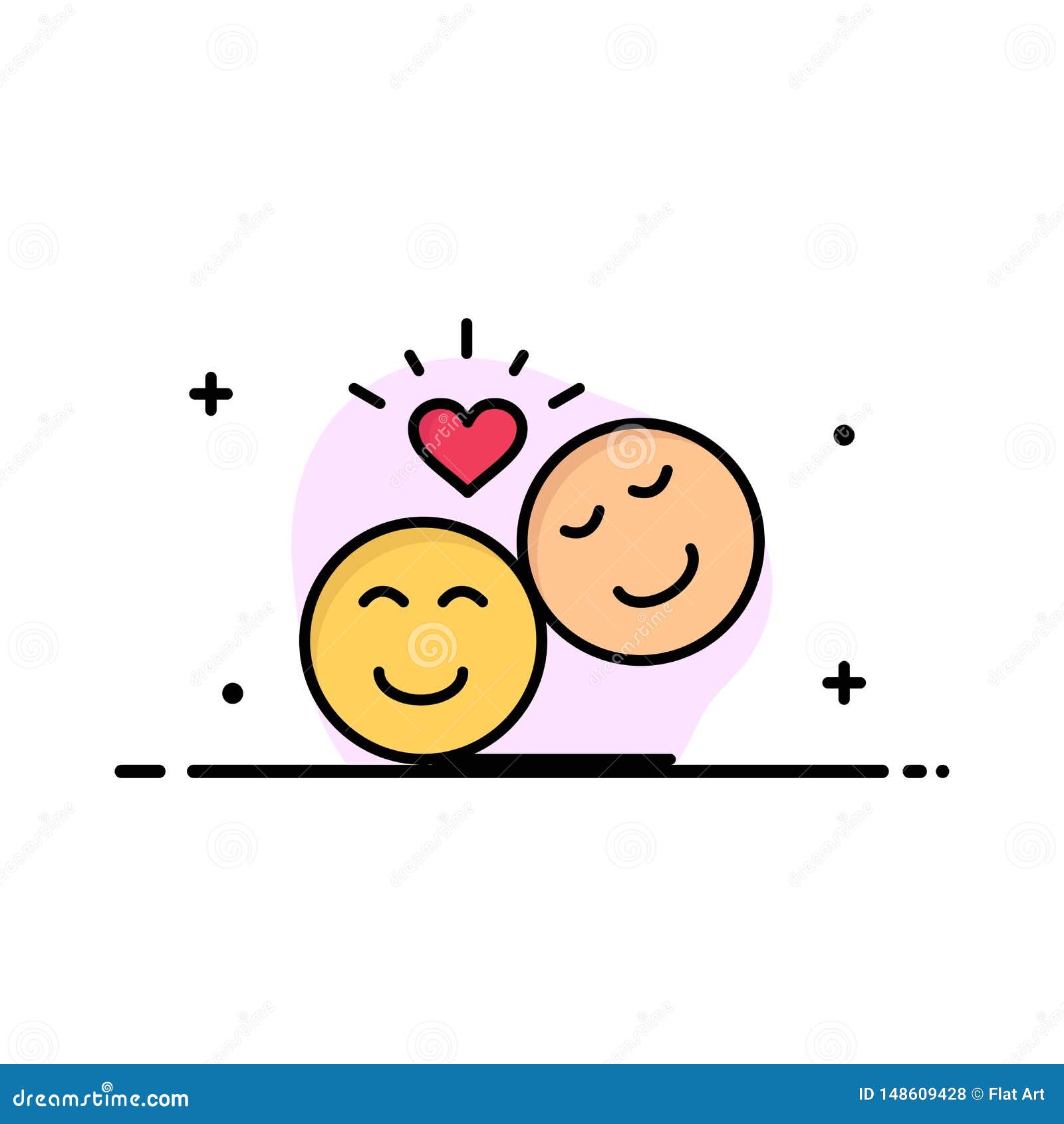 夫妻 阿凡达 笑脸 表情符号 Valentine Business Flat Line Filled图标矢量横幅模板向量例证 插画包括有图标 表面