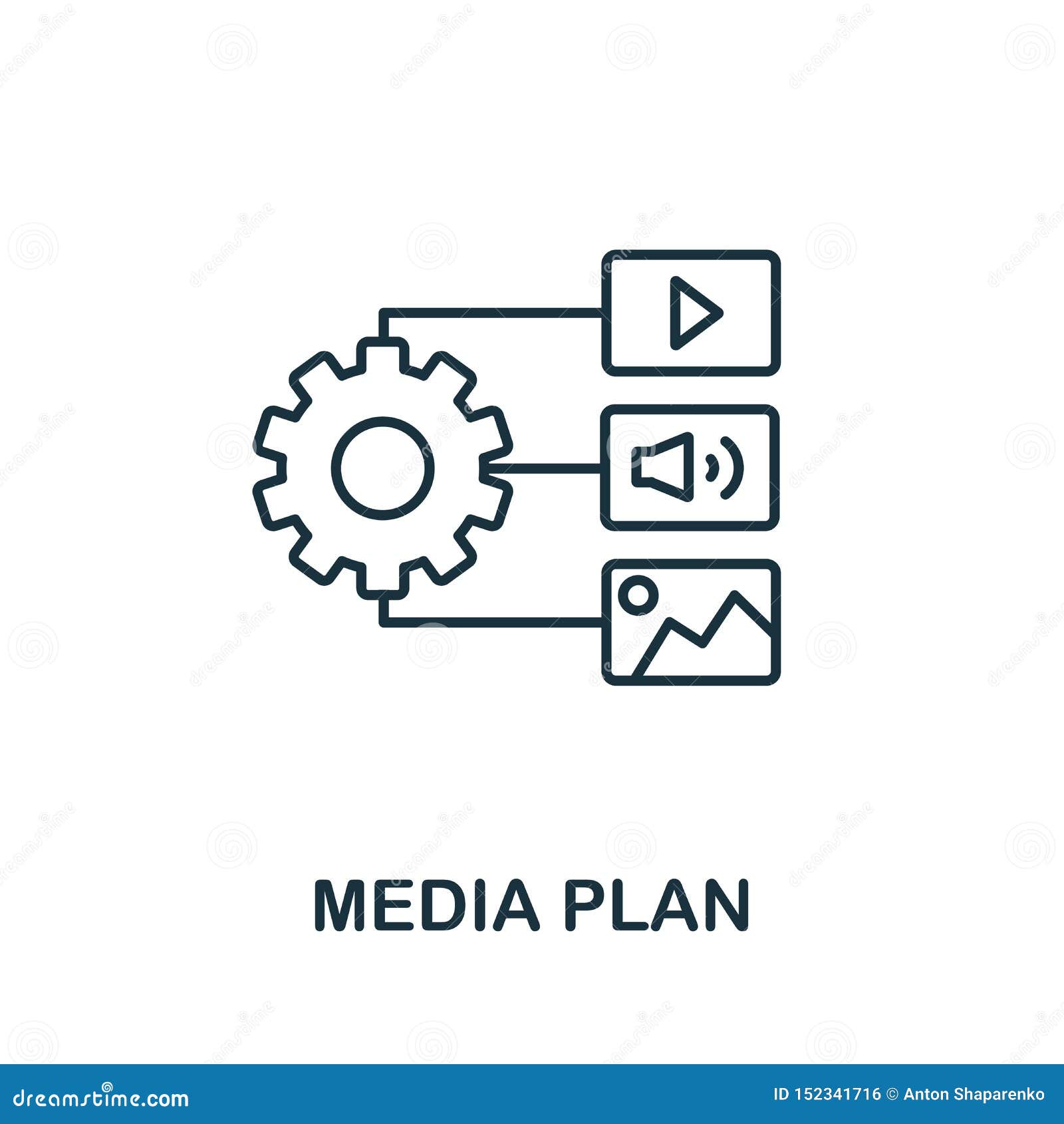 媒体计划大纲图标来自内容图标集合的细线概念元素用于移动应用和web的creative Media Plan图标库存例证 插画包括有