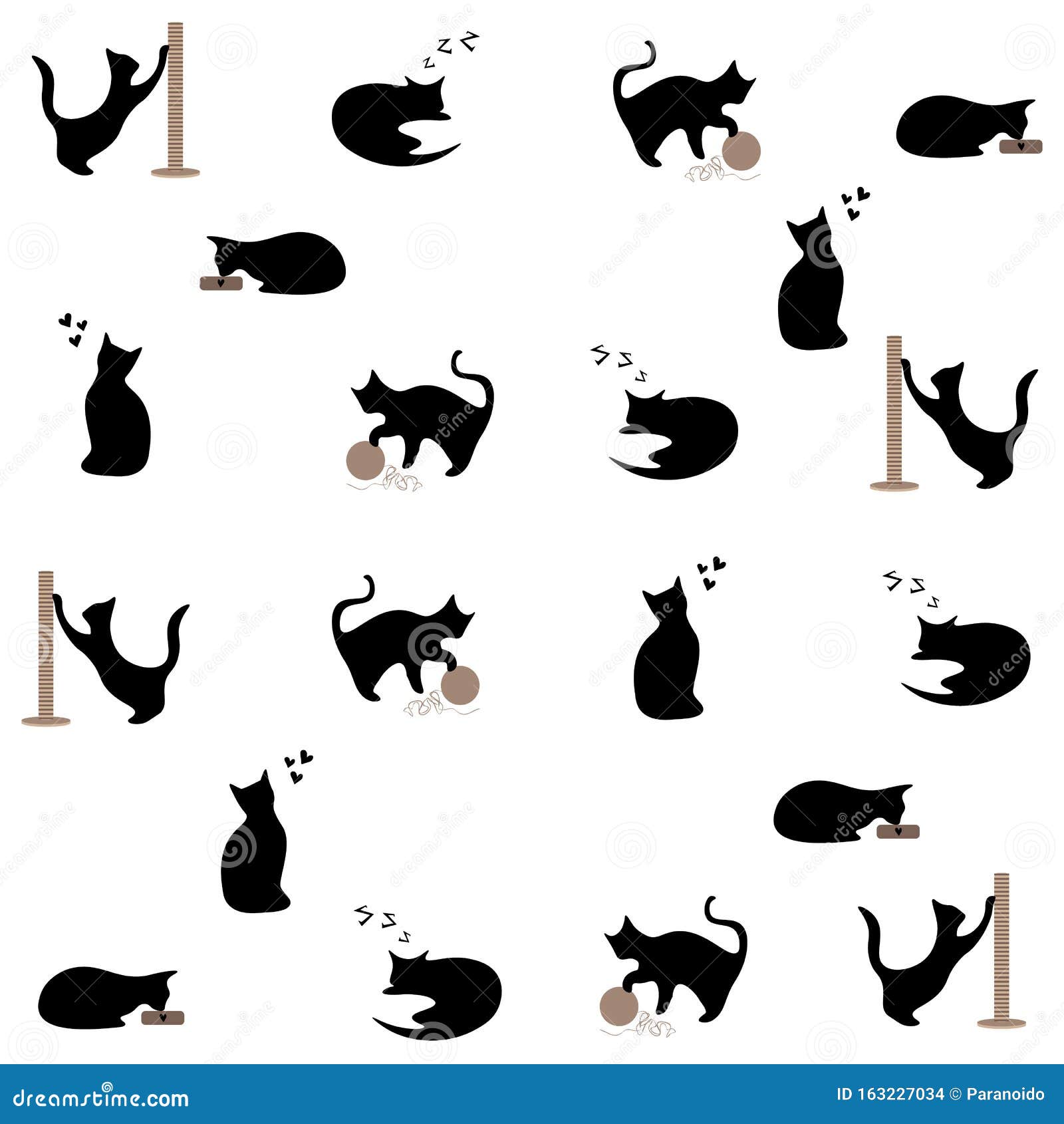 嬉戏的黑猫剪影背景向量例证 插画包括有嬉戏的黑猫剪影背景