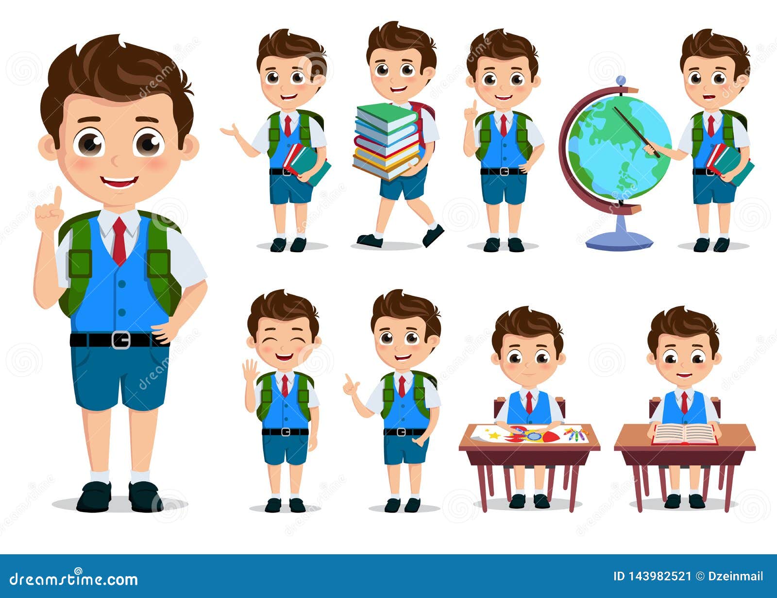 学校哄骗学生传染媒介字符集合回到男生卡通人物向量例证 插画包括有课程 幼稚园 学校 服务台