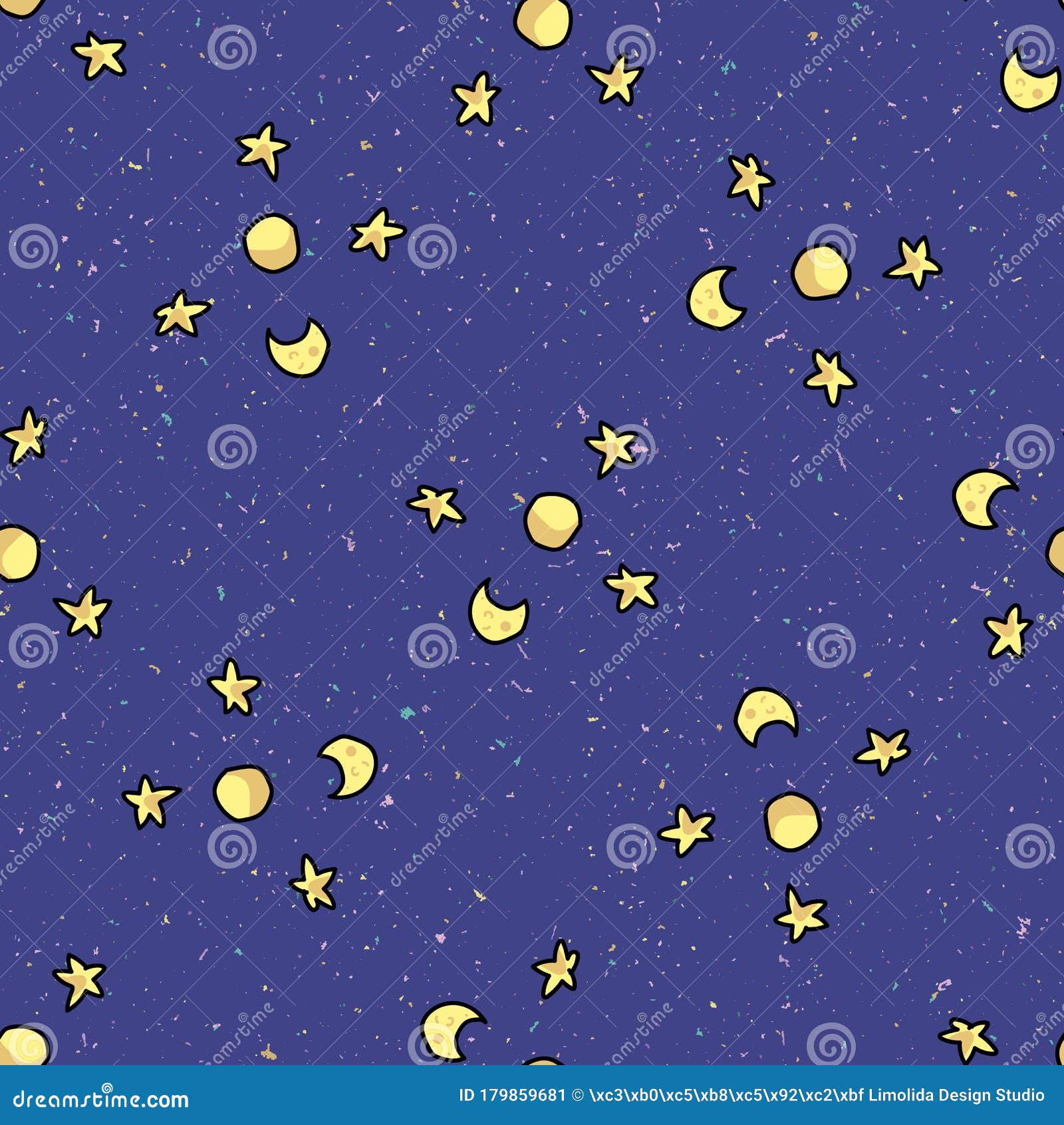 宇宙星与月球背景无缝矢量图手绘银河卡通 时尚版的星球向量例证 插画包括有手绘银河卡通 时尚版的星球 宇宙星与月球背景无缝矢量图
