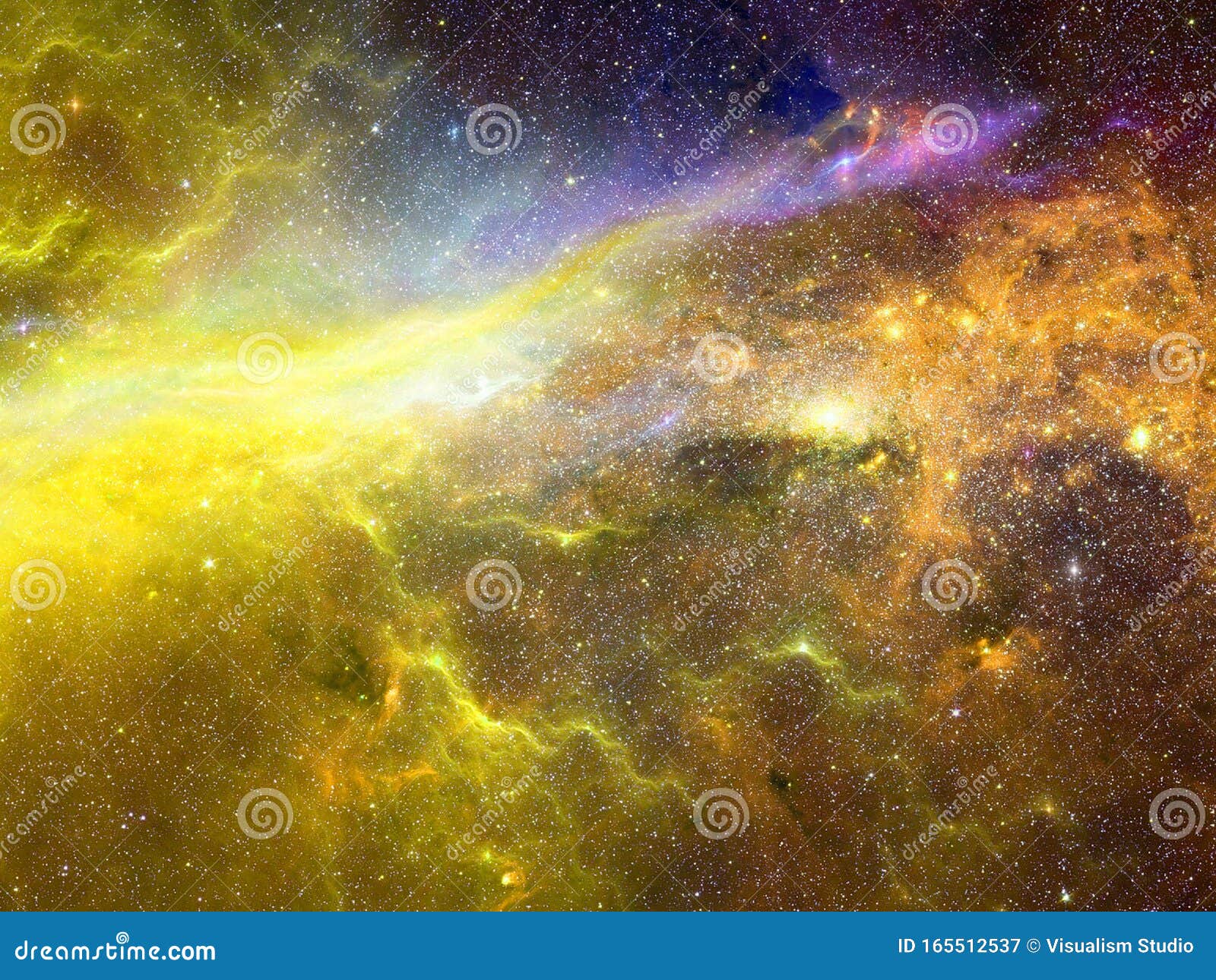 宇宙深蓝色和黄色背景的无限美丽星云 星团无尽宇宙之美库存图片 图片包括有发光 深深