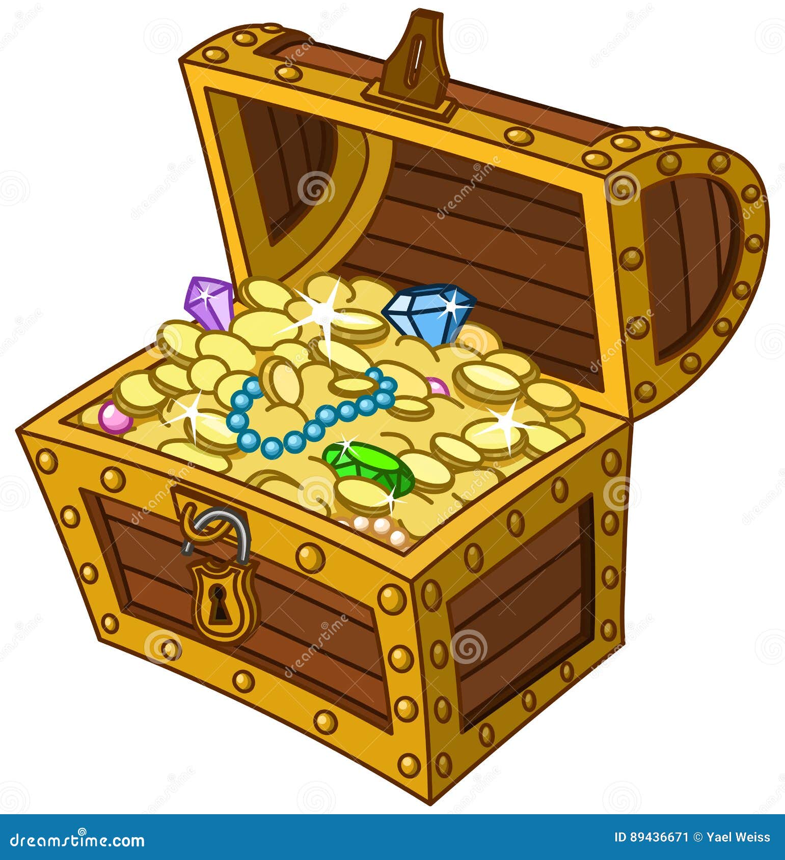 宝物箱向量例证 插画包括有宝石 容器 反气旋 绘画 时运 金子 锁定 对象 图标