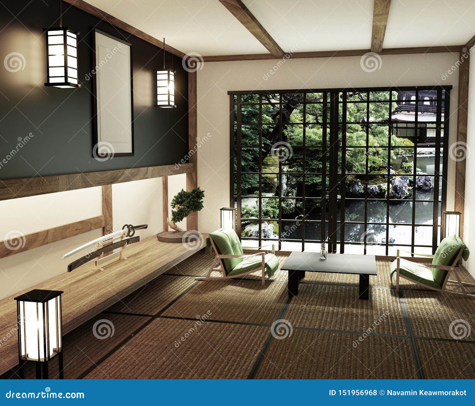 室内设计 现代客厅有桌katana剑灯的和盆景树在室榻榻米垫地板 设计是坚硬的库存例证 插画包括有 室内设计 现代客厅有桌katana剑灯的和盆景树在室榻榻米垫地板 设计是坚硬的库存例证 插画包括有