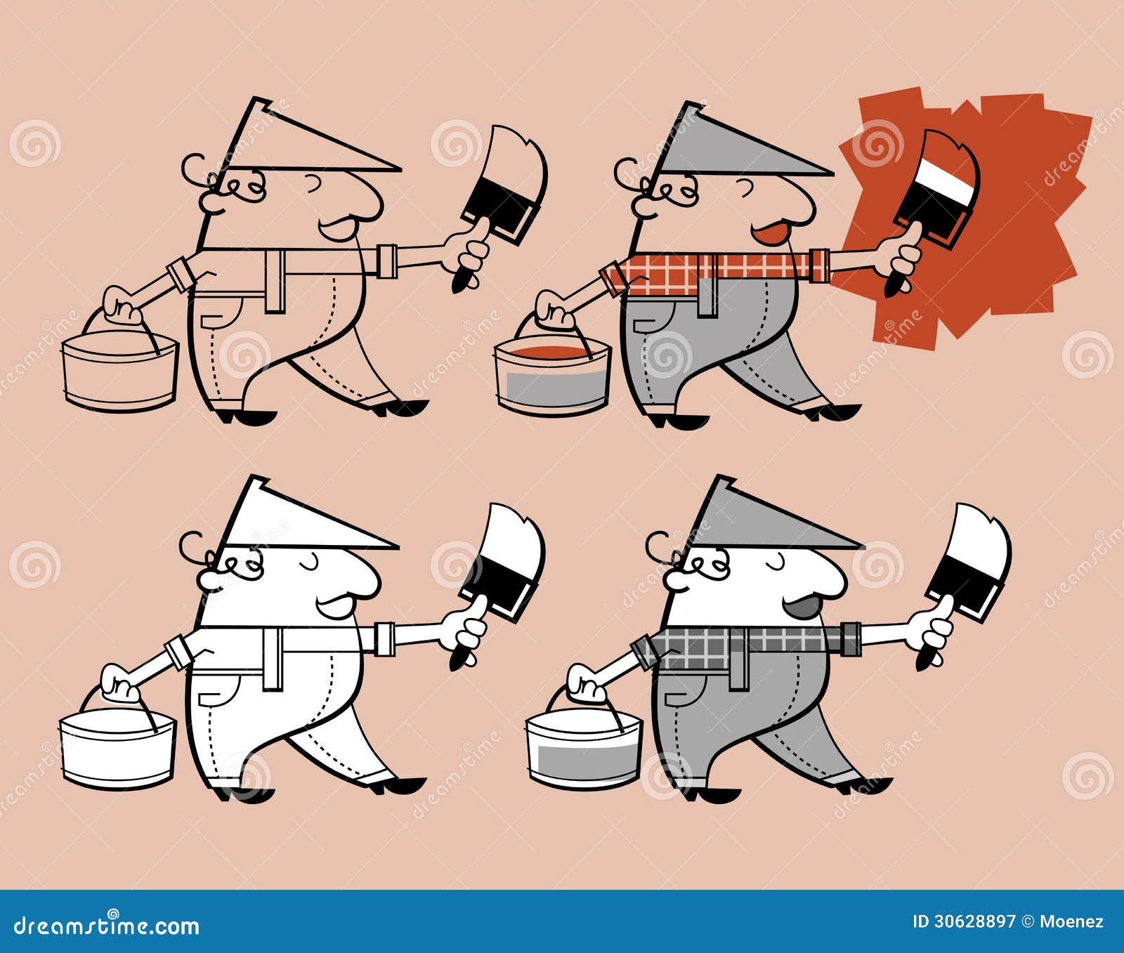 画家漫画人物向量例证 插画包括有男性 人工 户内 重要资料 油漆刷 动画片 房子 职业