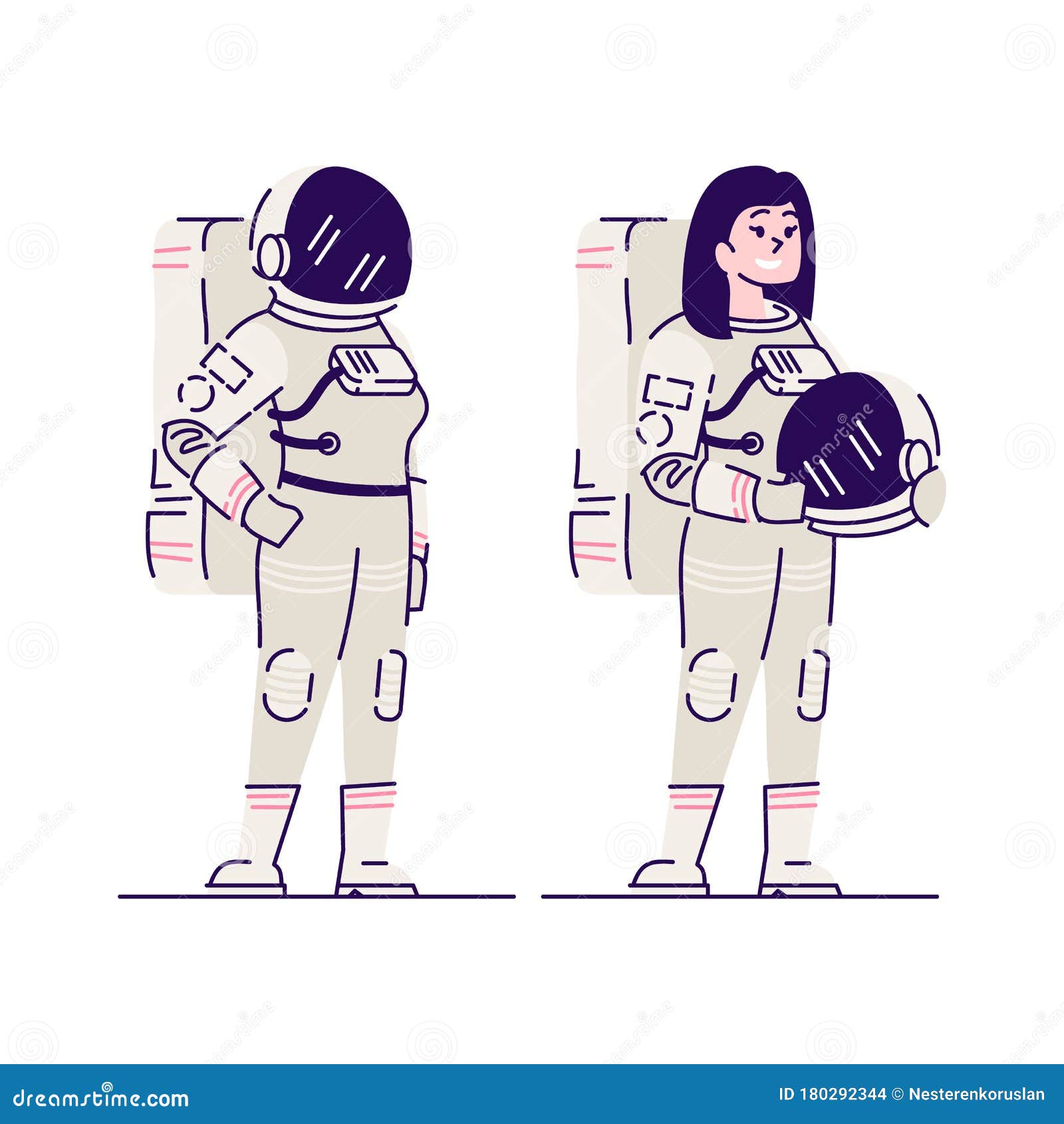 带头盔平面矢量图的女航天员微笑的宇航员太空探险者手持头盔孤立卡通向量例证 插画包括有探险 人力 带头盔平面矢量图的女航天员微笑的宇航员太空探险者手持头盔孤立卡通向量例证 插画包括有探险 人力