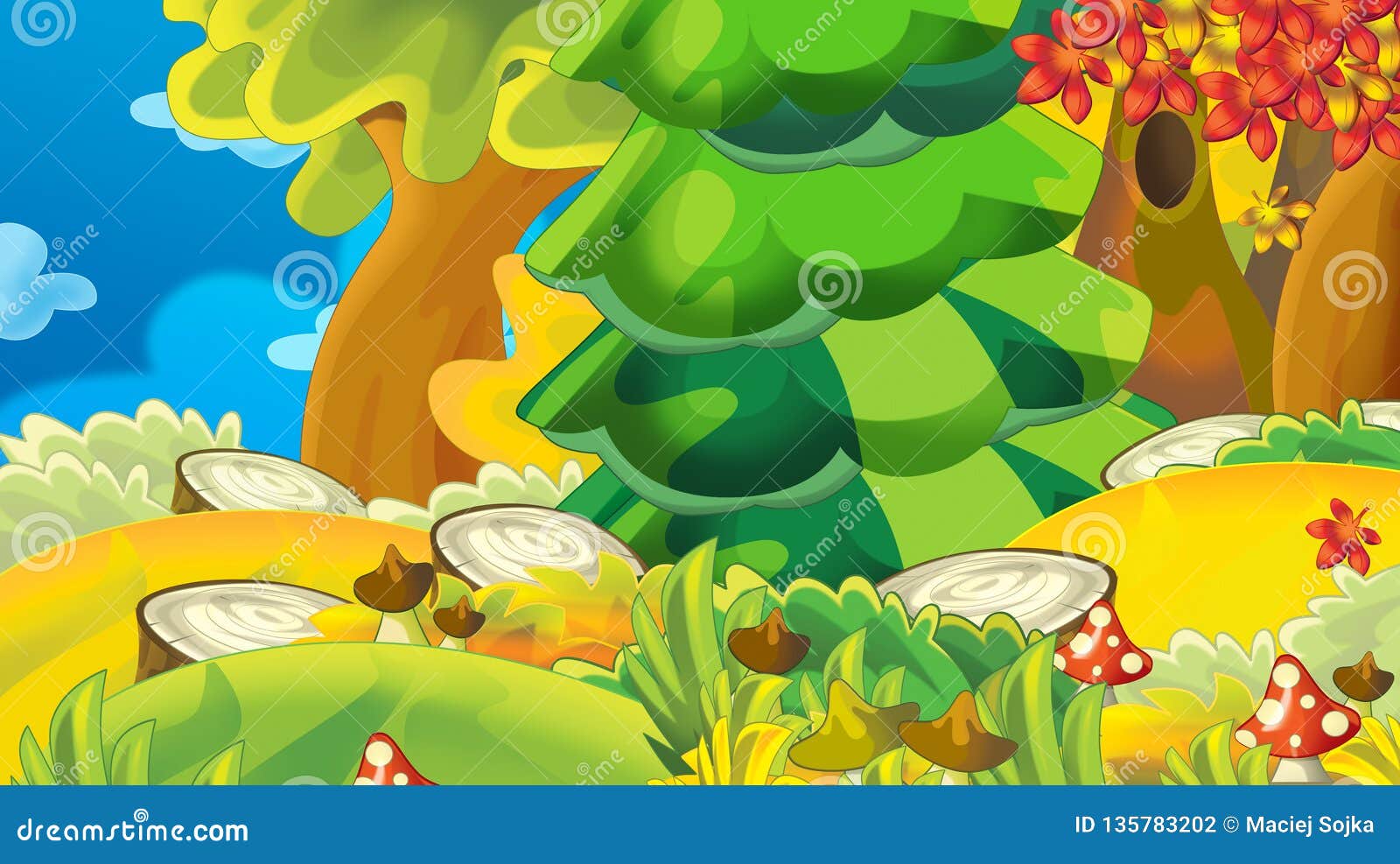 带森林的卡通秋天自然背景 插图库存例证 插画包括有 带森林的卡通秋天自然背景 插图库存例证 插画包括有