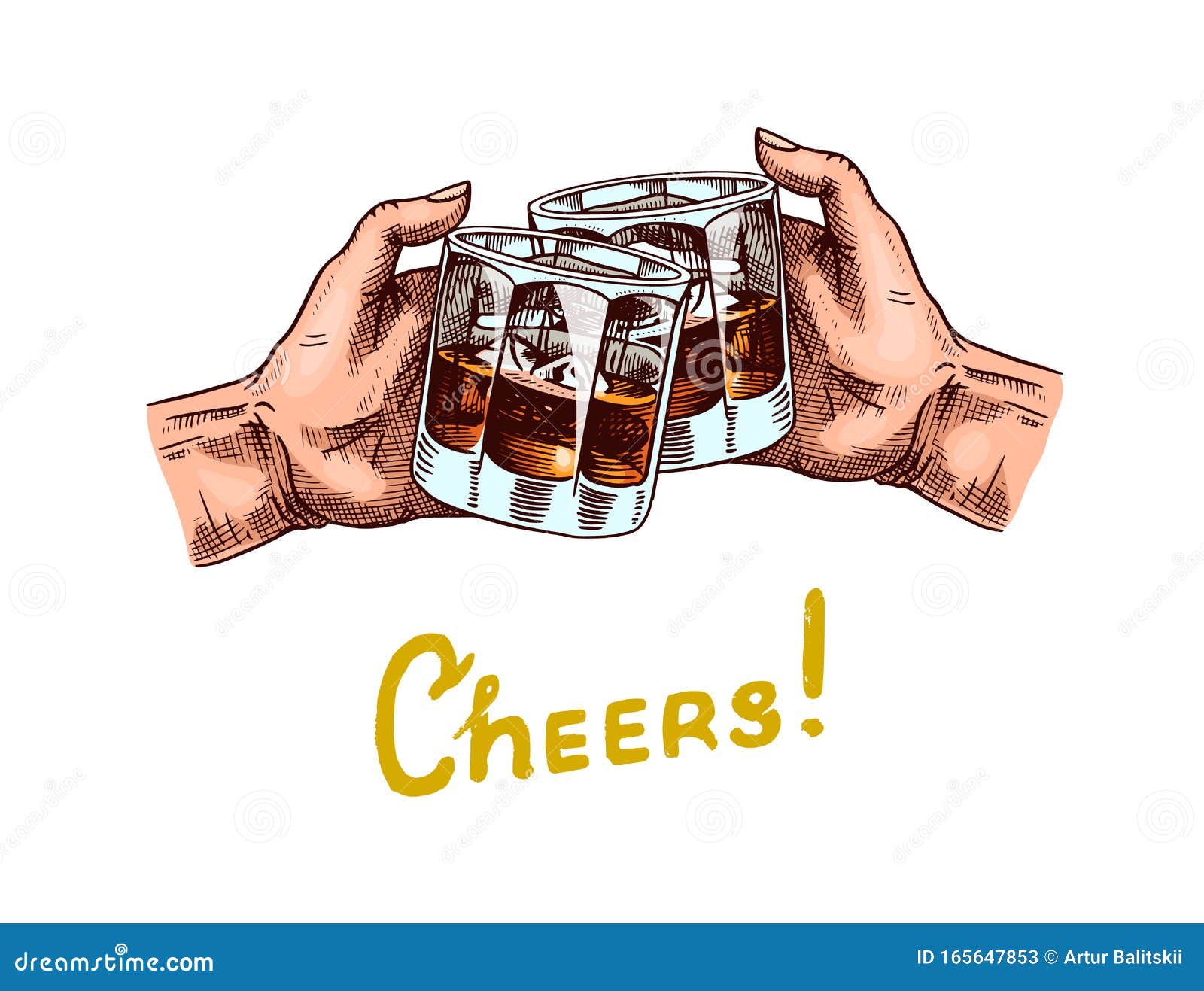 干杯 在手里举杯威士忌美国古董徽章带有书法元素的酒精标签向量例证 插画包括有可笑 成人