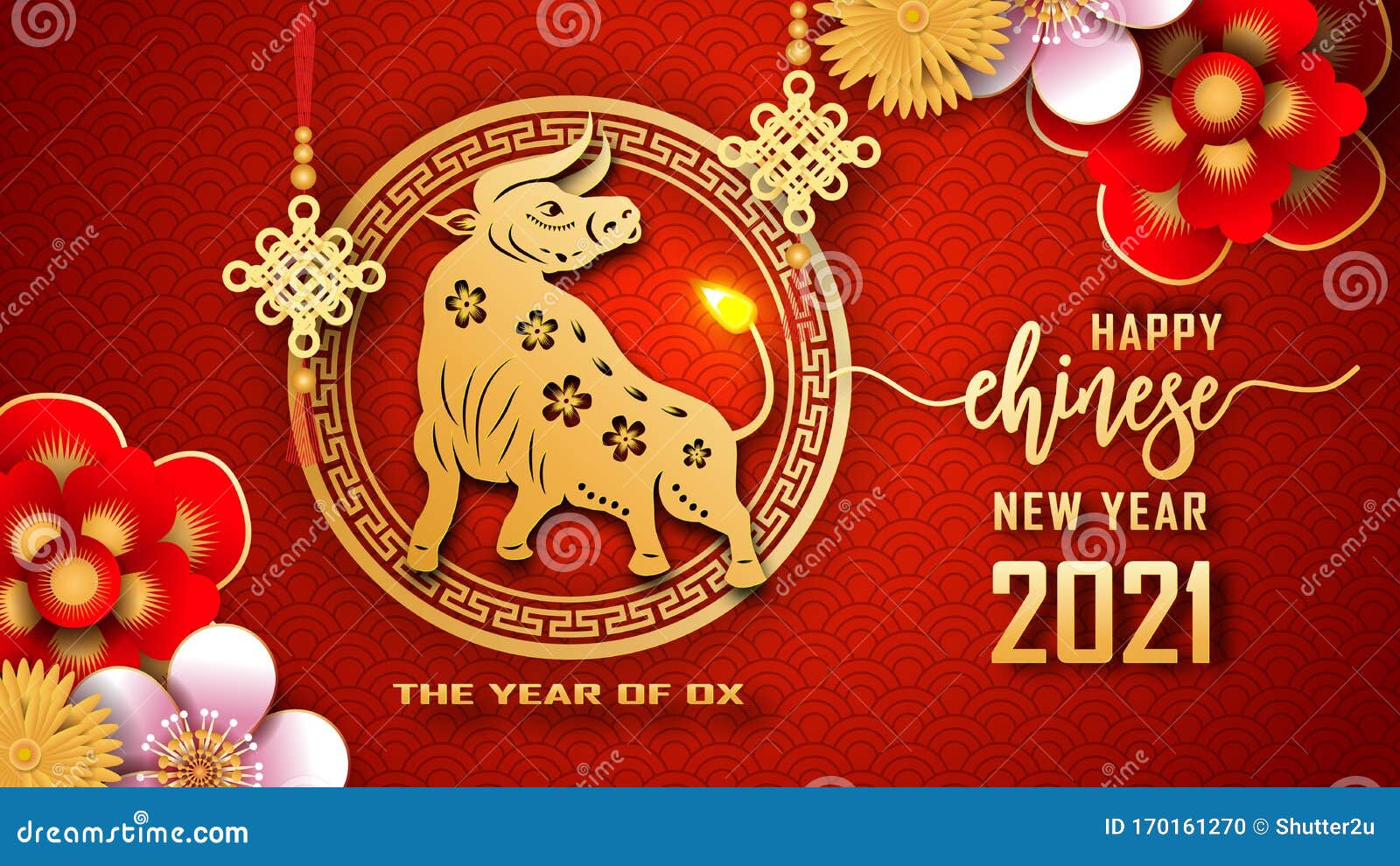 2021年新年快乐牛年中国新年贺卡图形设计背景与壁纸库存例证- 插画包括  image